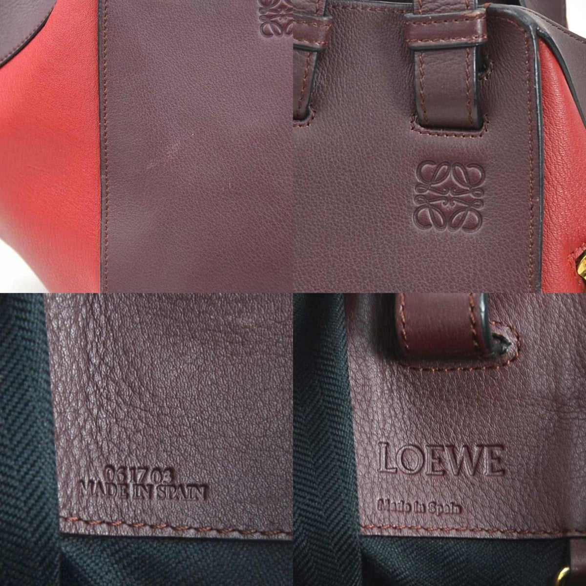 Loewe Burgundy Red Color Leather Handbag Shoulder Bag (Pre-Owned)