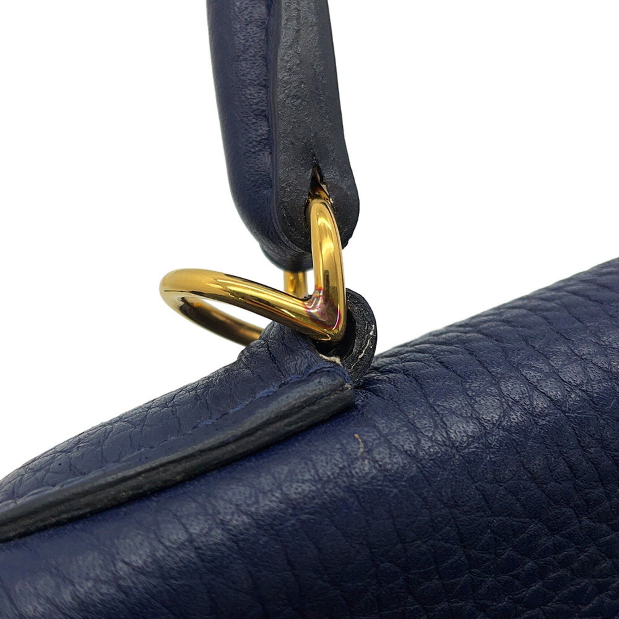 Hermes Kelly Blue Nuit Taurillon Clemence Leather Handbag (Pre-Owned)