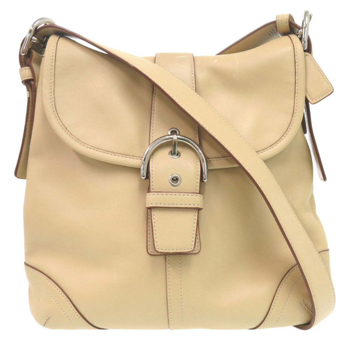 Coach Beige Leather Shoulder Bag (Pre-Owned)