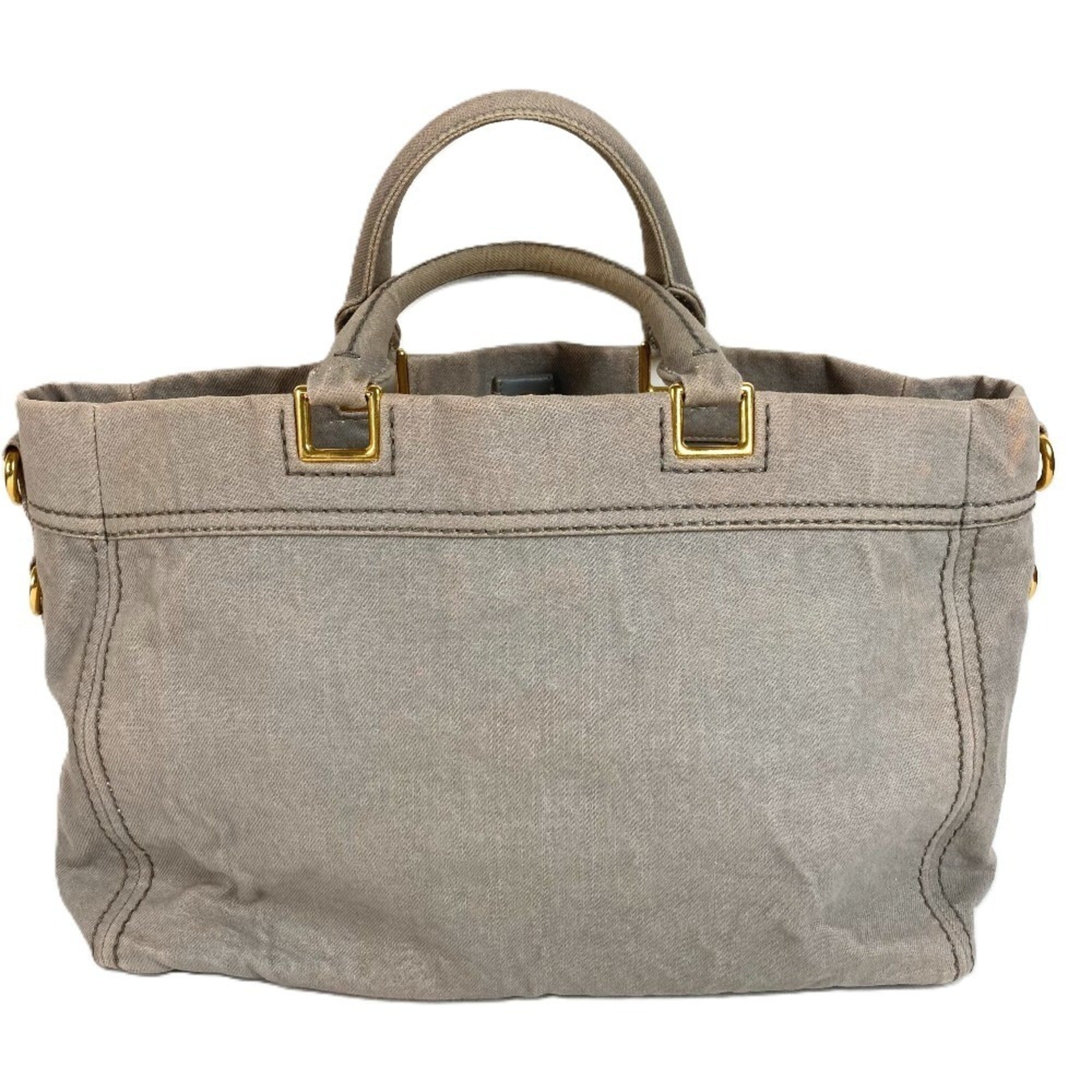 Prada Gray Canvas Handbag Tote Bag (Pre-Owned)