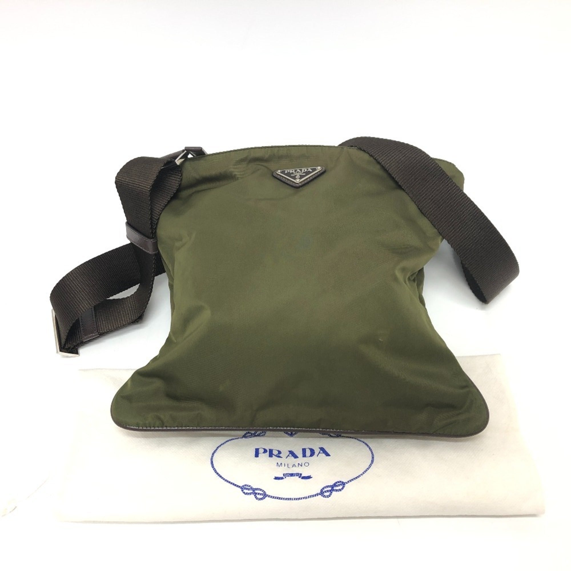 Prada Khaki Nylon Shoulder Bag (Pre-Owned)