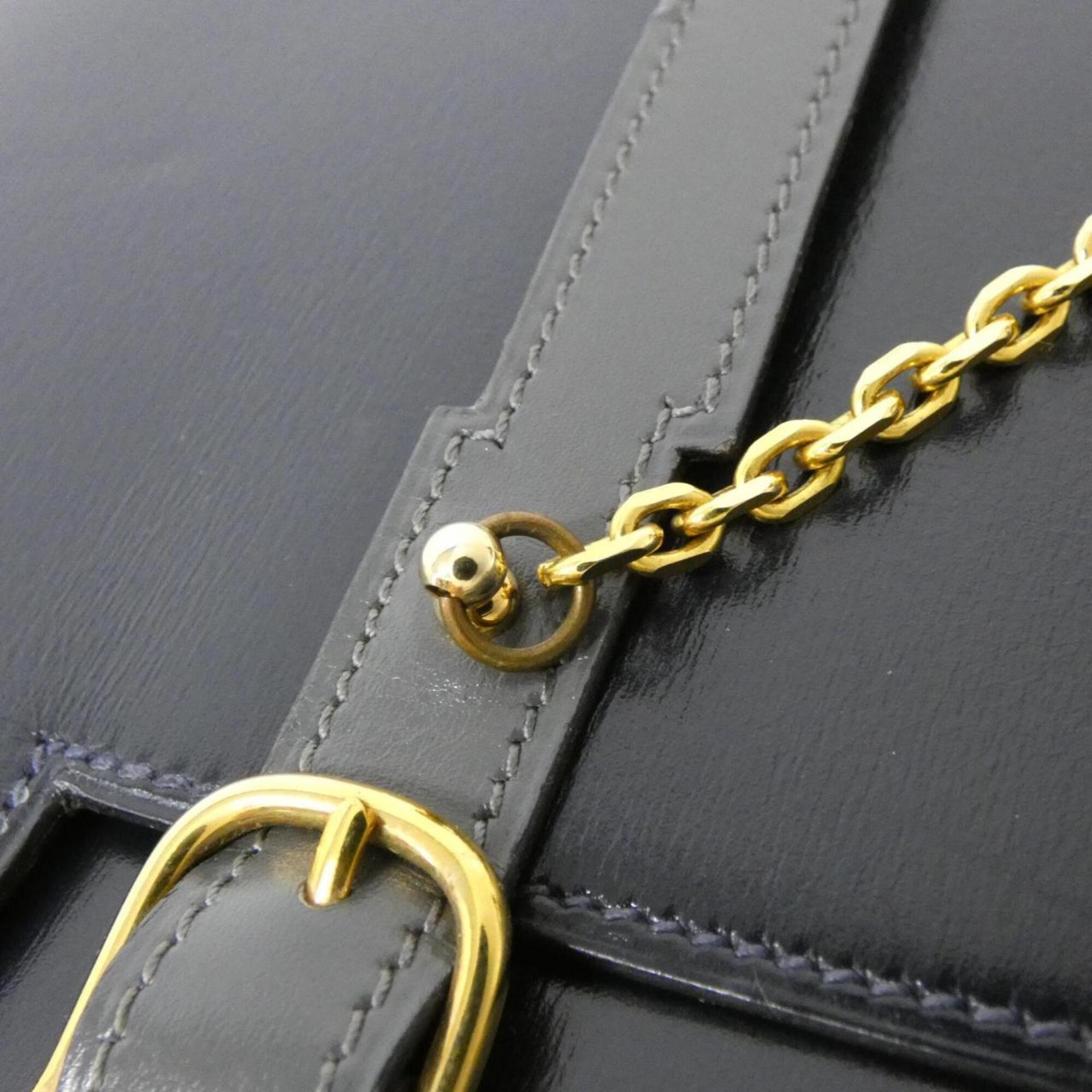 Hermes Navy Box Calf Leather Handbag (Pre-Owned)