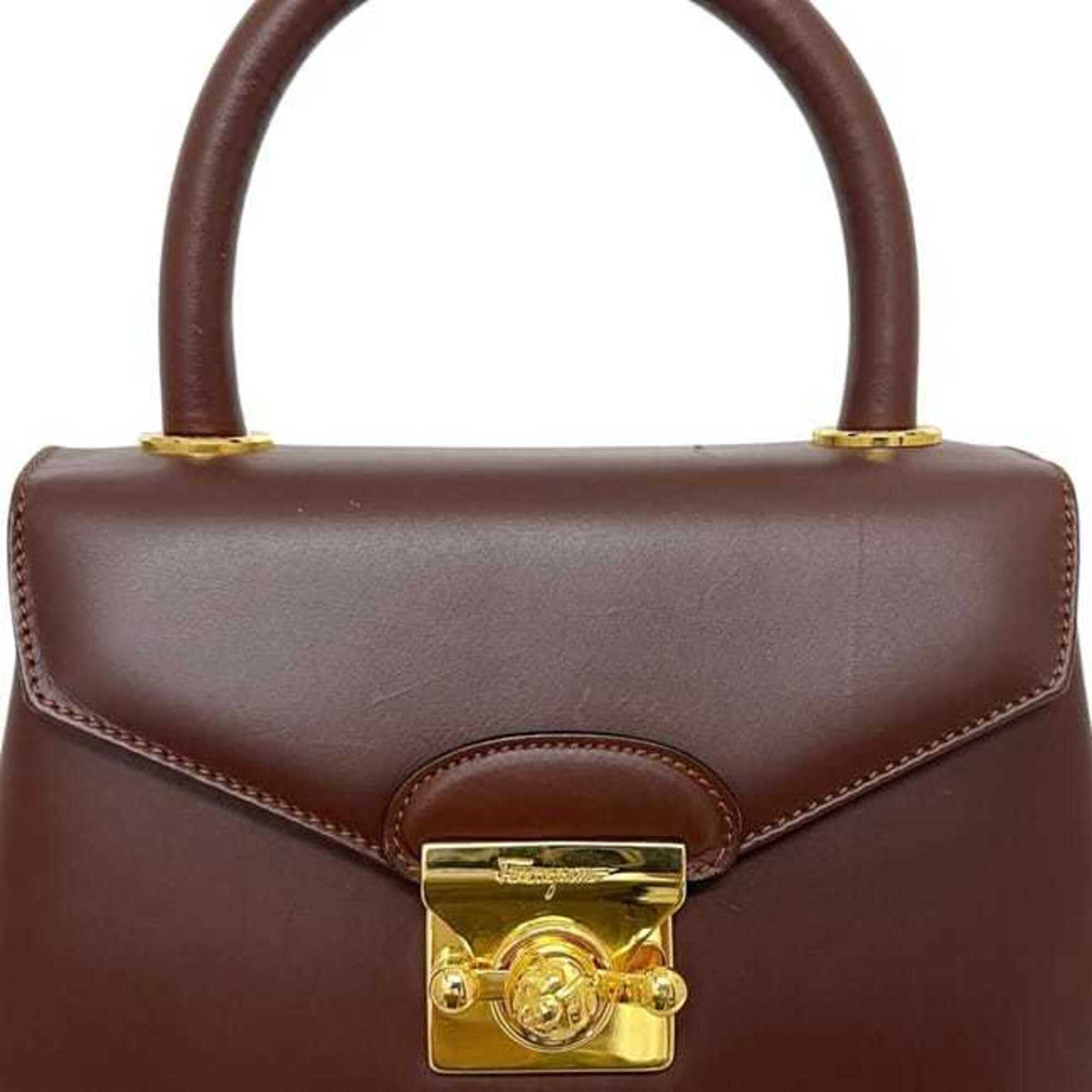 Salvatore Ferragamo Brown Leather Handbag Shoulder Bag (Pre-Owned)