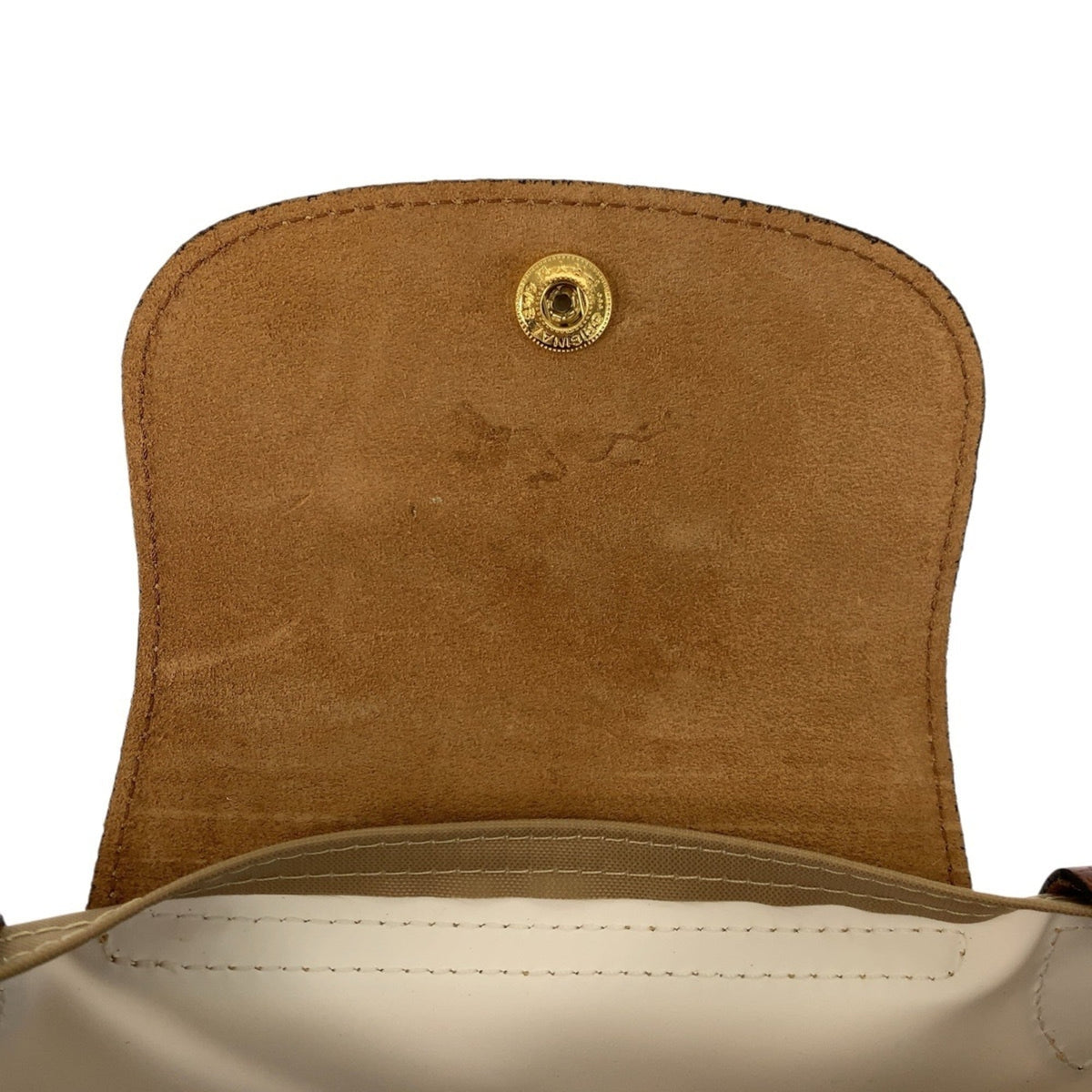 Longchamp Beige Brown Nylon Leather Handbag Tote Bag (Pre-Owned)