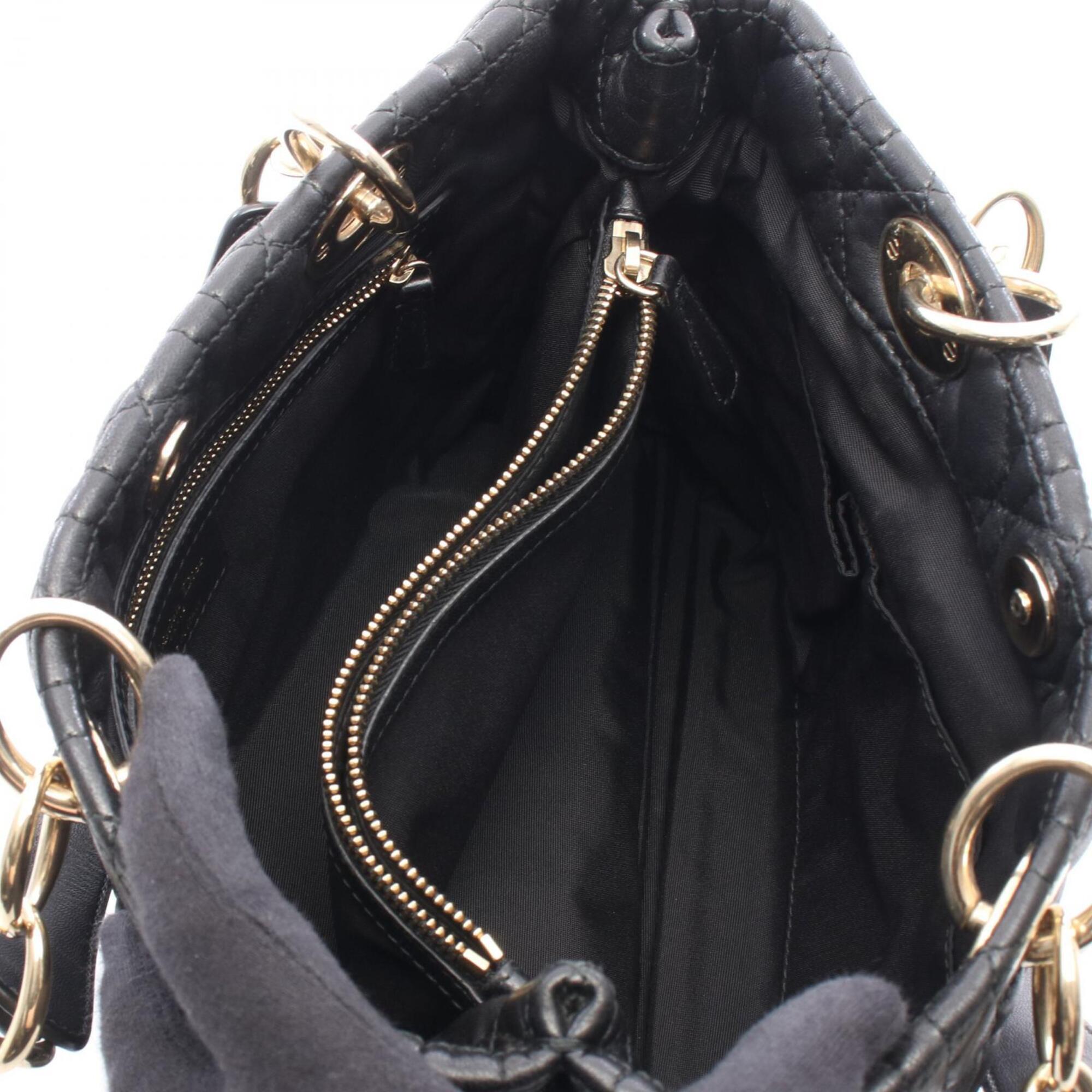 Christian Dior Black Leather Handbag Tote Bag (Pre-Owned)