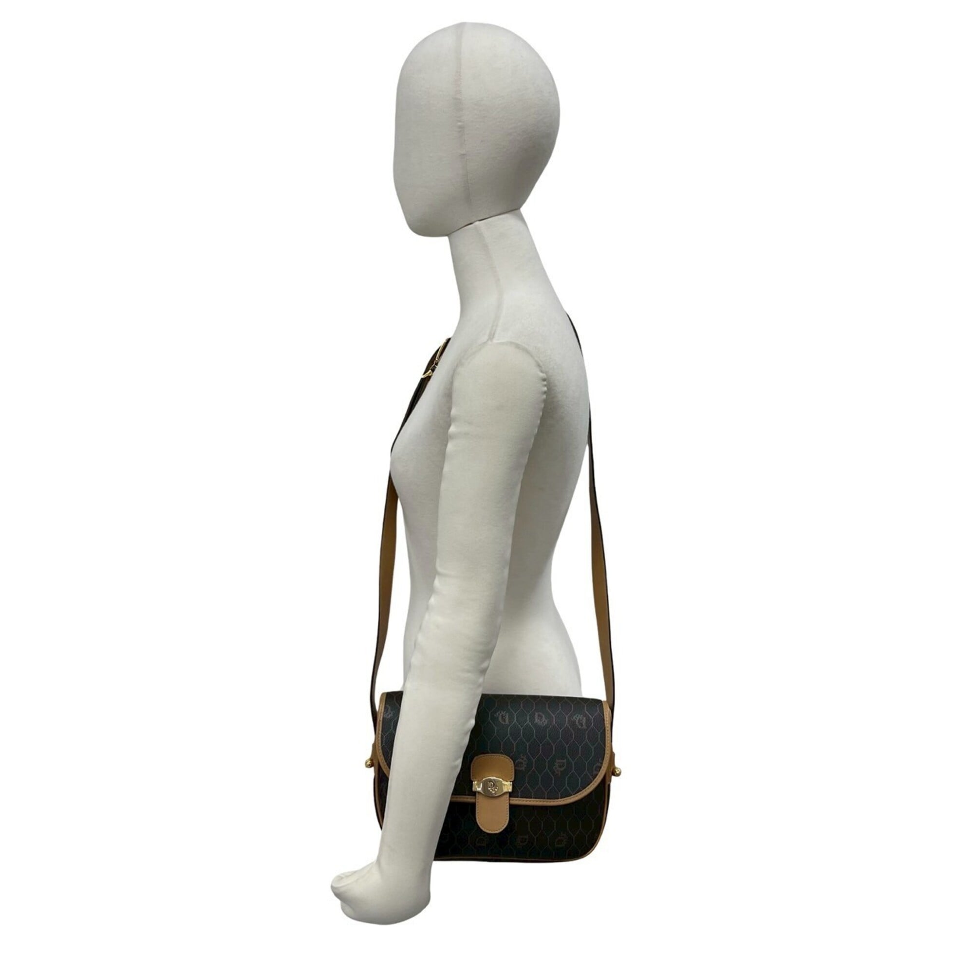 Christian Dior Beige Gray Leather Pvc Pochette Shoulder Bag (Pre-Owned)