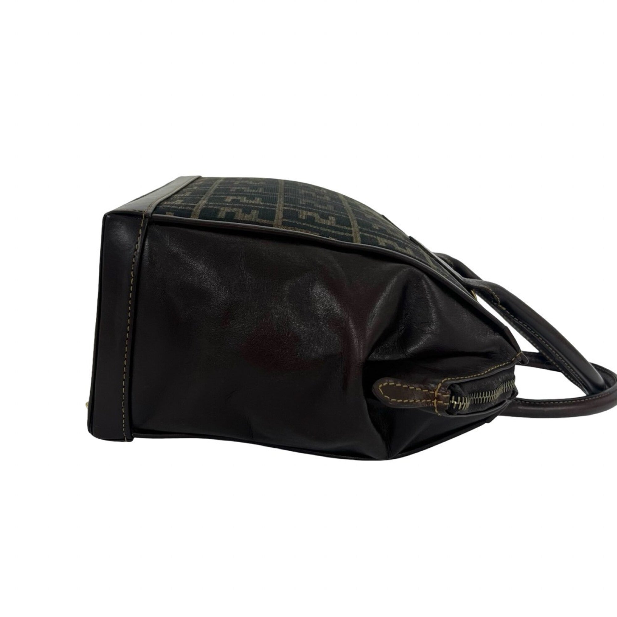 Fendi Brown Canvas Leather Handbag Shoulder Bag (Pre-Owned)