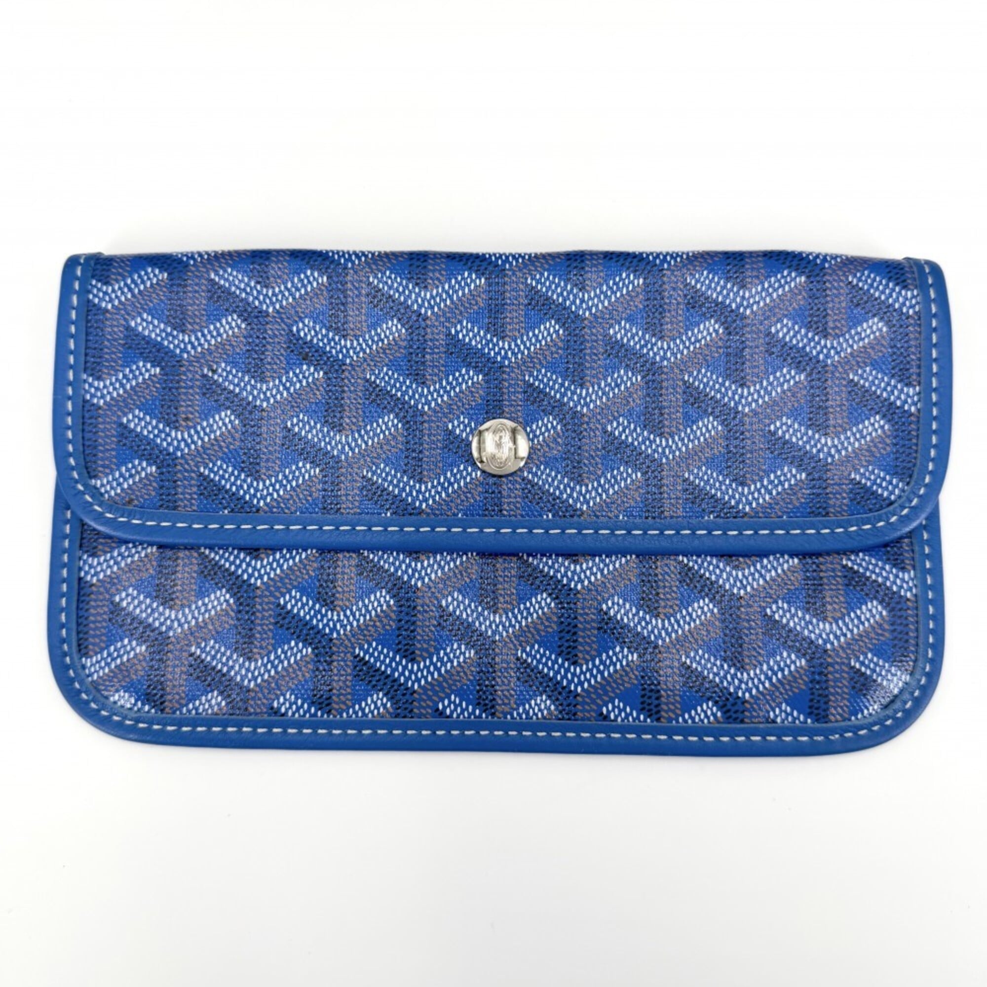 Goyard Blue Coated Canvas Leather Handbag Pouch Tote Bag (Pre-Owned)