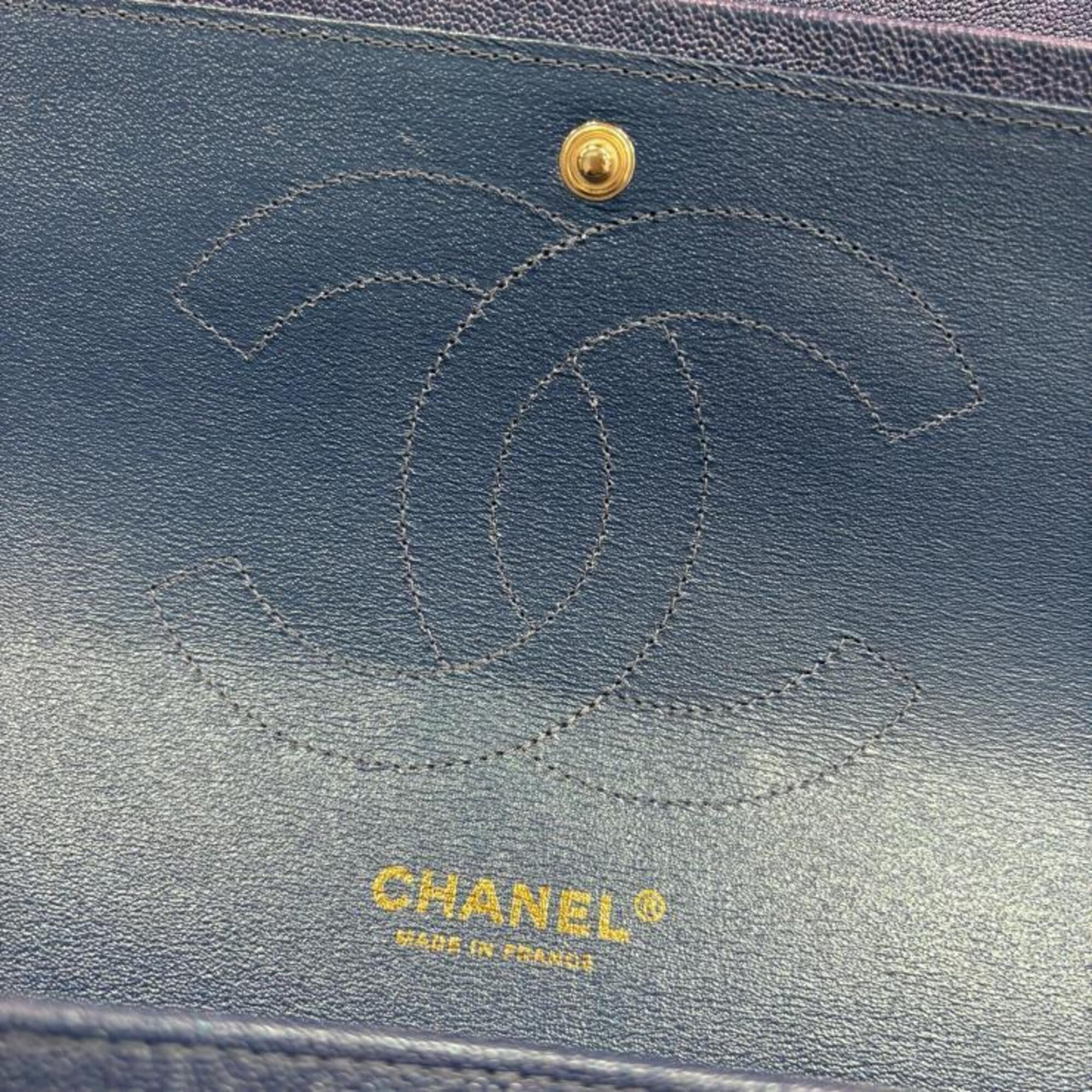 Chanel Blue Grained Calfskin Shoulder Bag (Pre-Owned)