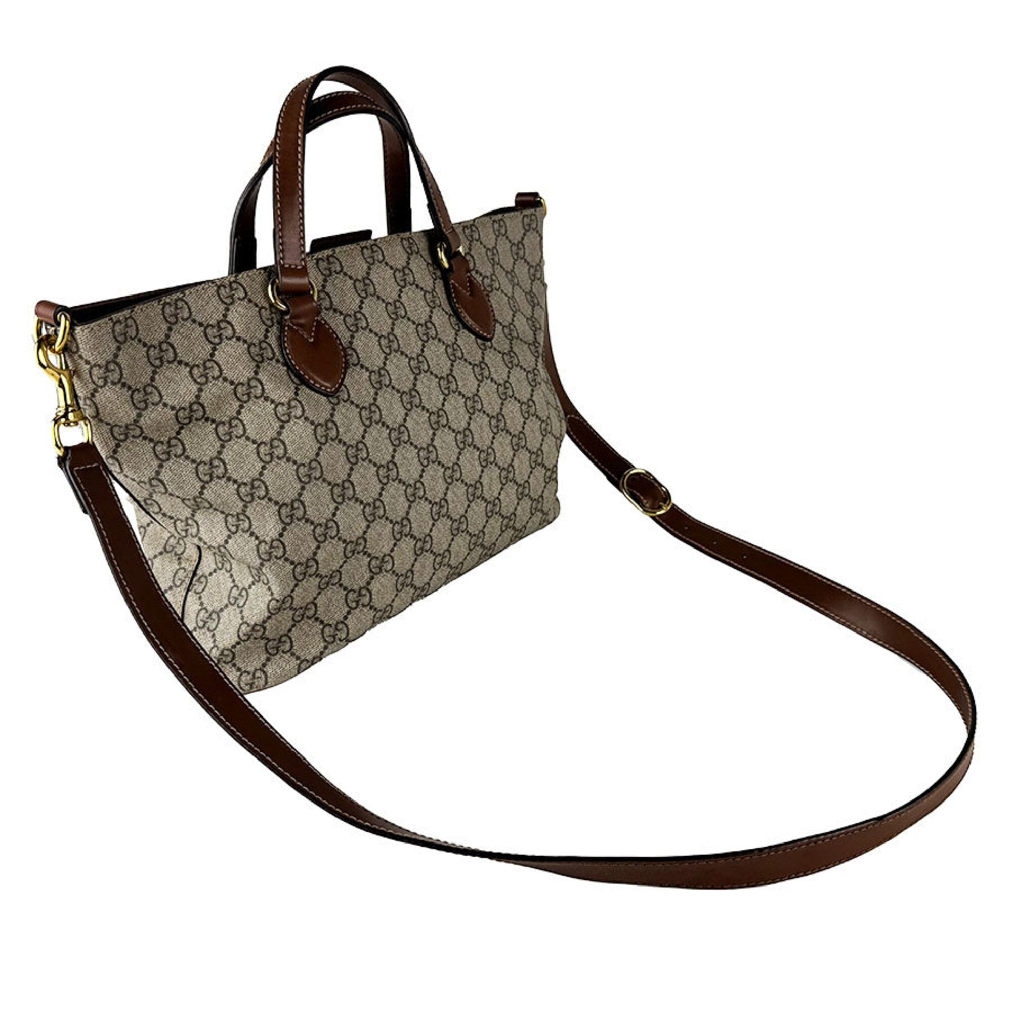 Gucci Brown Gg Supreme Handbag Shoulder Bag (Pre-Owned)