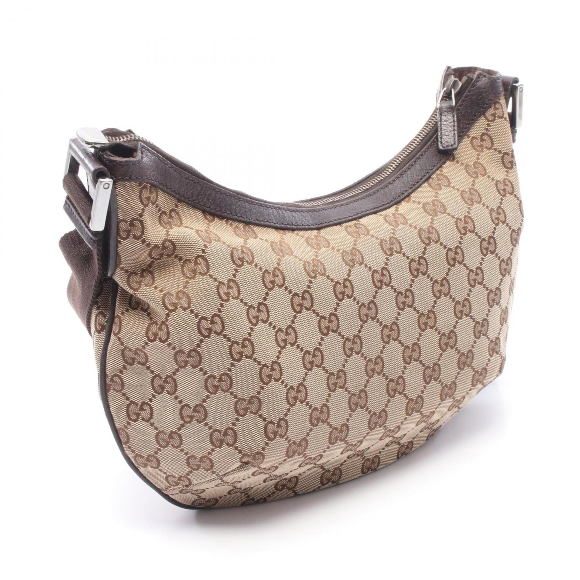 Gucci Beige Brown Canvas Leather Handbag Shoulder Bag (Pre-Owned)