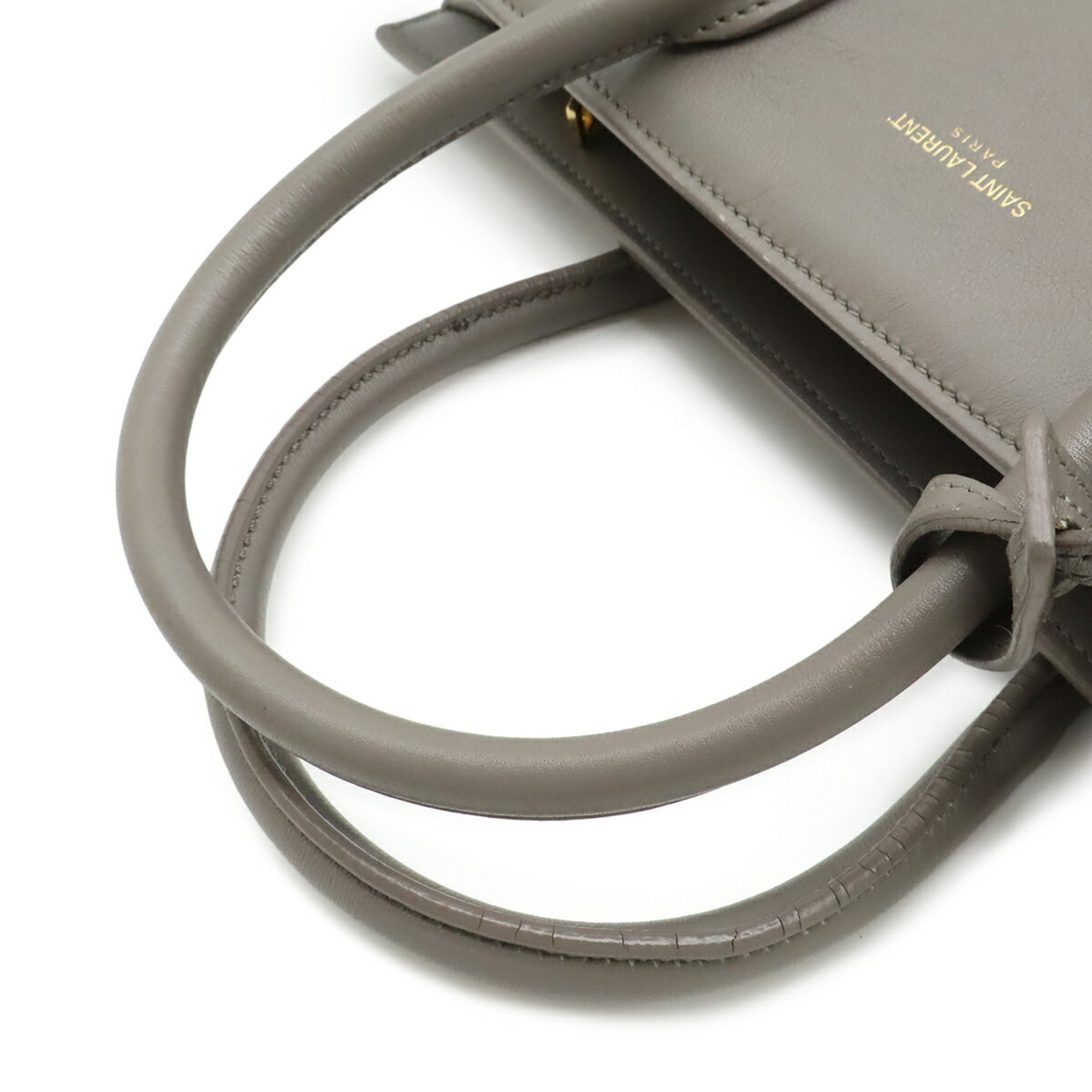 Yves Saint Laurent Gray Leather Handbag Shoulder Bag (Pre-Owned)