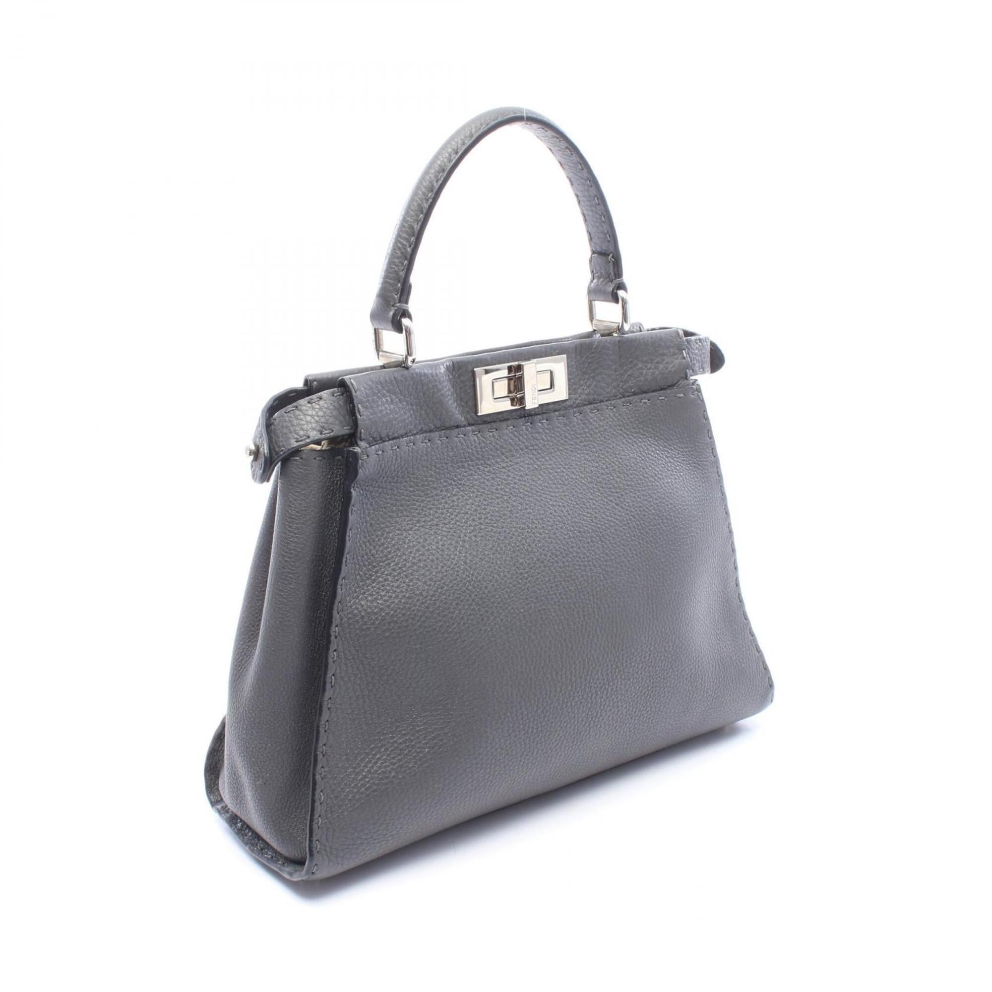 Fendi Gray Leather Handbag (Pre-Owned)