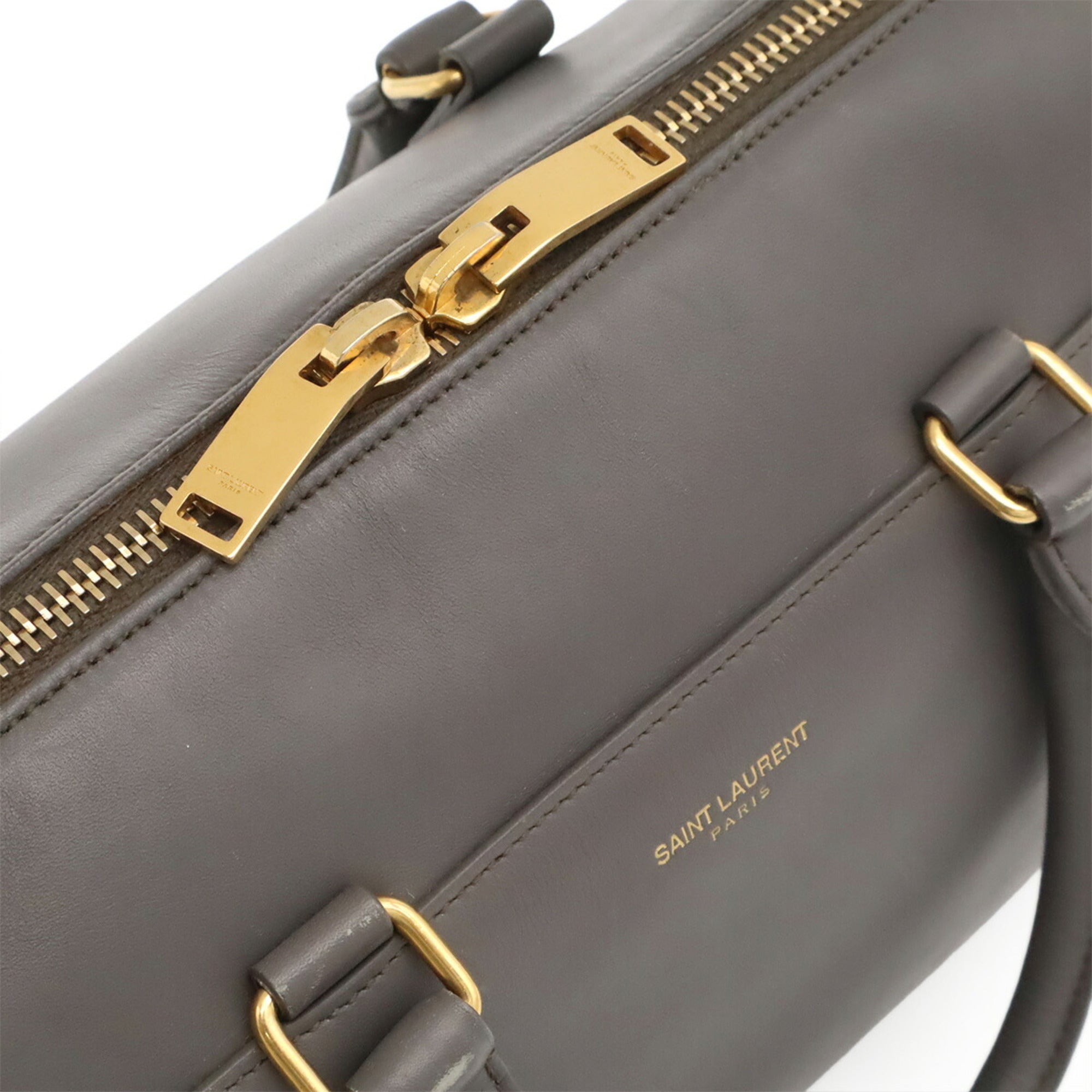 Yves Saint Laurent Gray Leather Handbag Shoulder Bag (Pre-Owned)