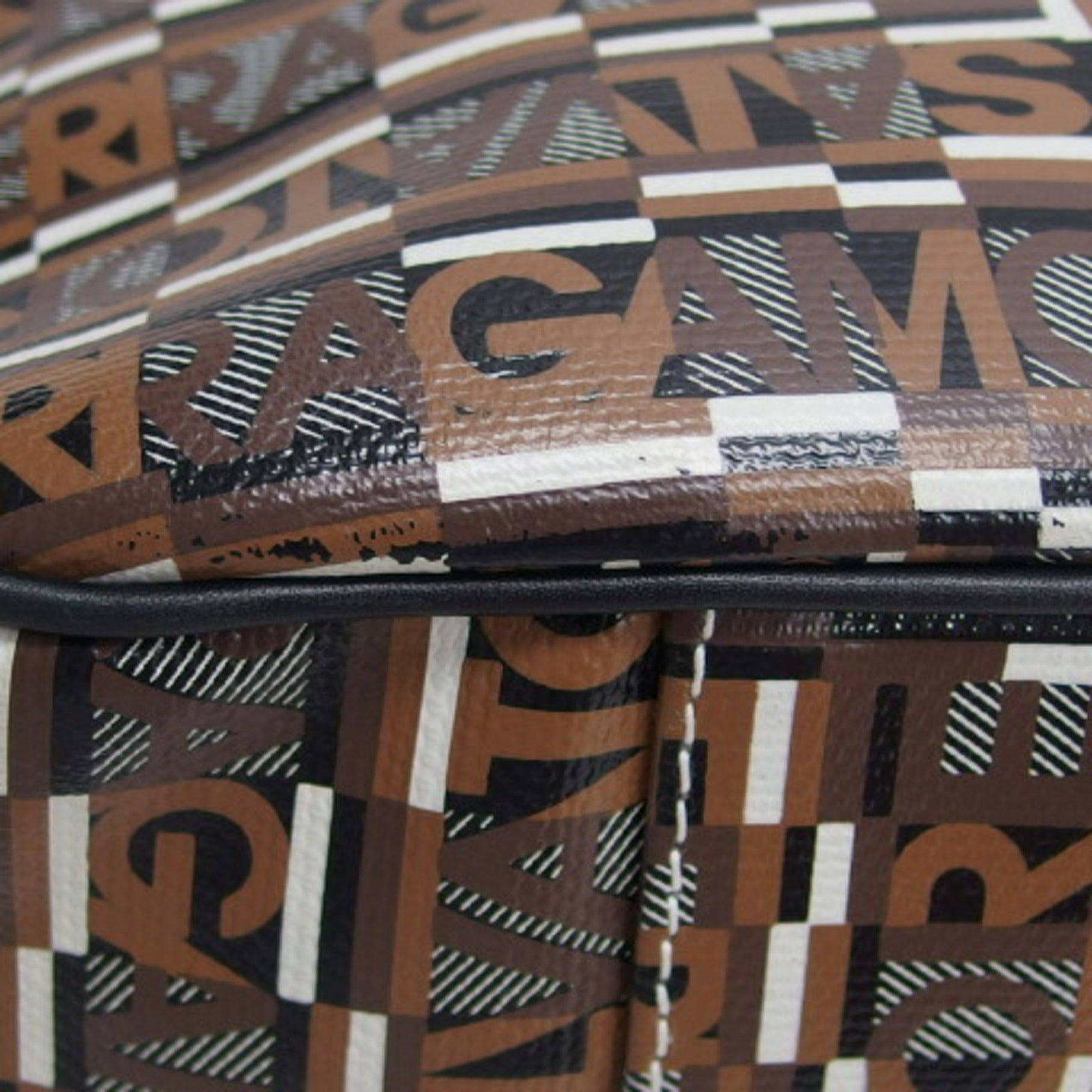 Salvatore Ferragamo Black Dark Brown Multi-Color Coated Canvas Leather Shoulder Bag (Pre-Owned)