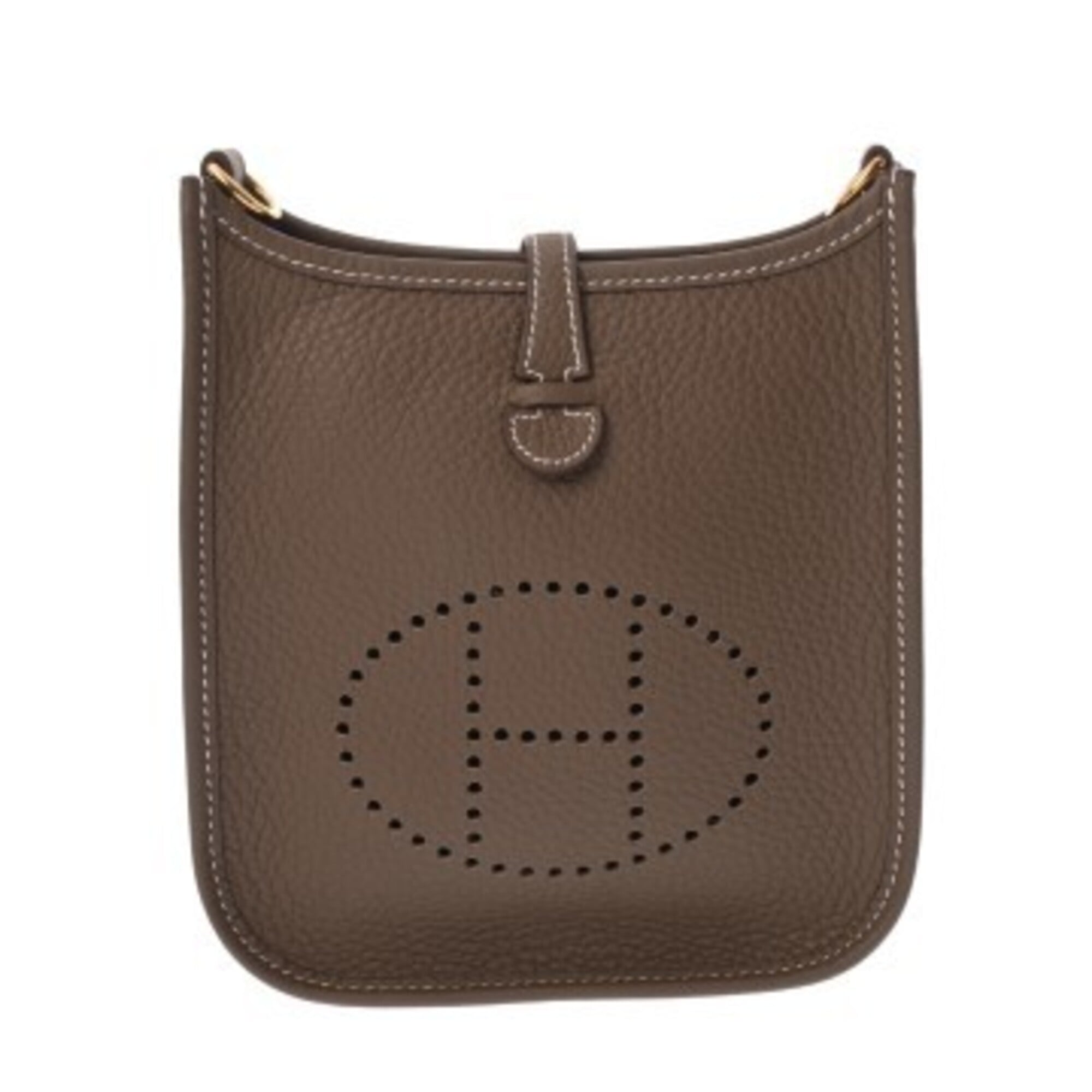 Hermes Etoupe Gray Taurillon Clemence Leather Shoulder Bag (Pre-Owned)