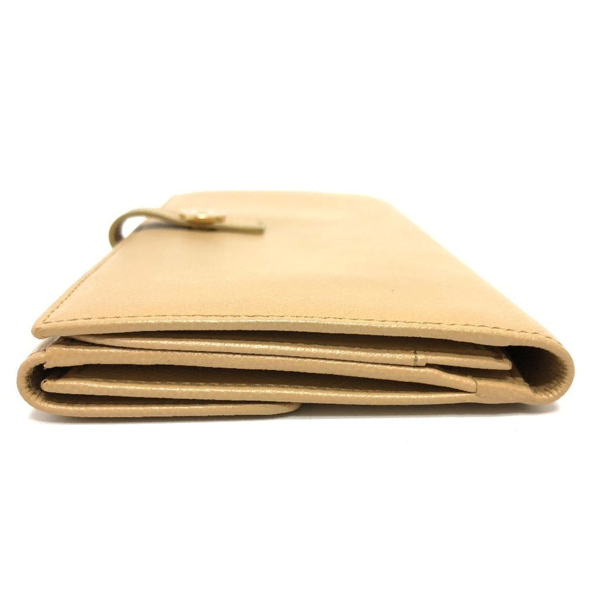 Chanel Beige Leather Long Wallet (Bi-Fold) (Pre-Owned)