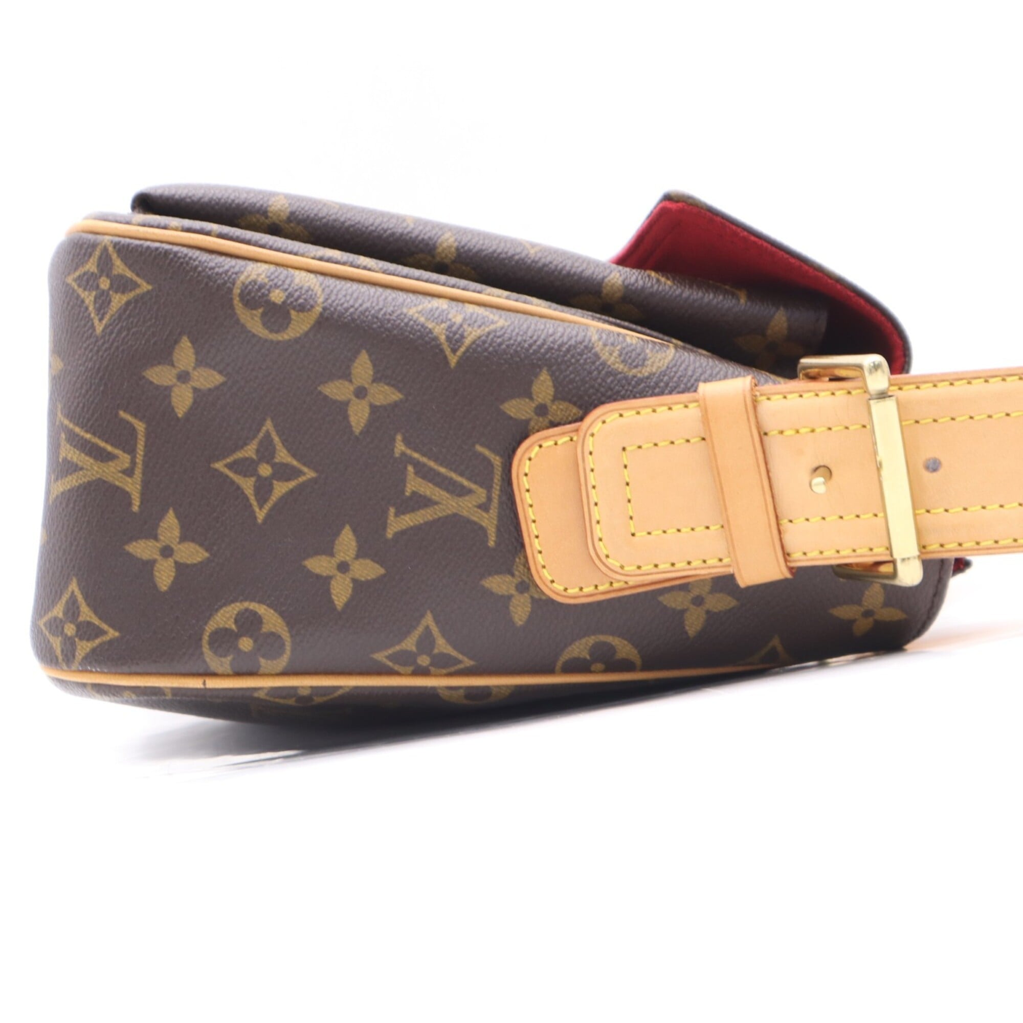 Louis Vuitton Beige Brown Coated Canvas Leather Handbag (Pre-Owned)