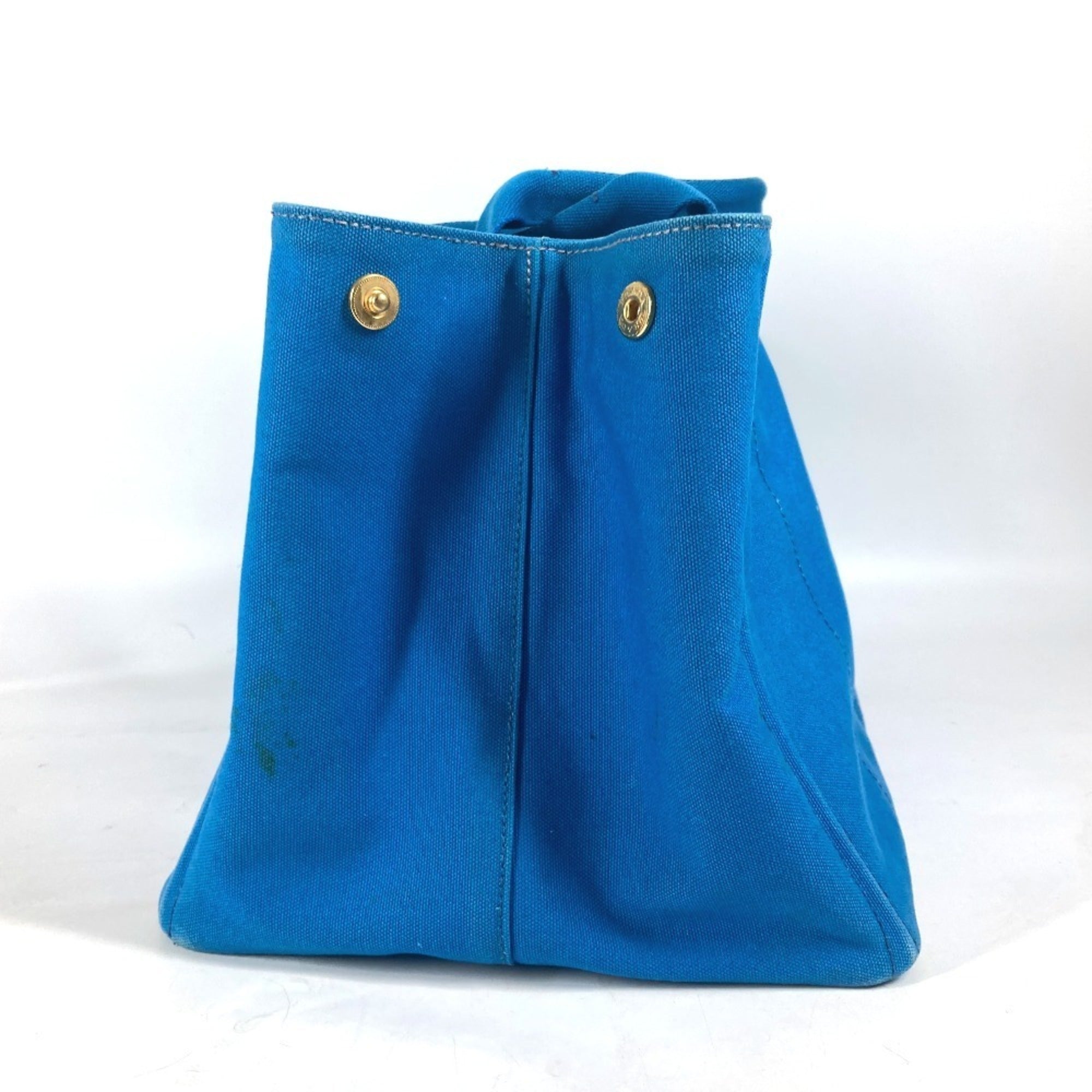 Prada Blue White Canvas Shoulder Bag Tote Bag (Pre-Owned)