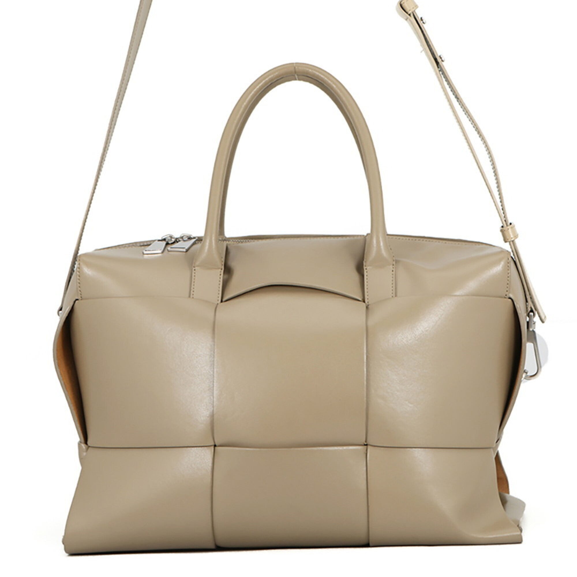 Bottega Veneta Grayish Leather Handbag Shoulder Bag (Pre-Owned)