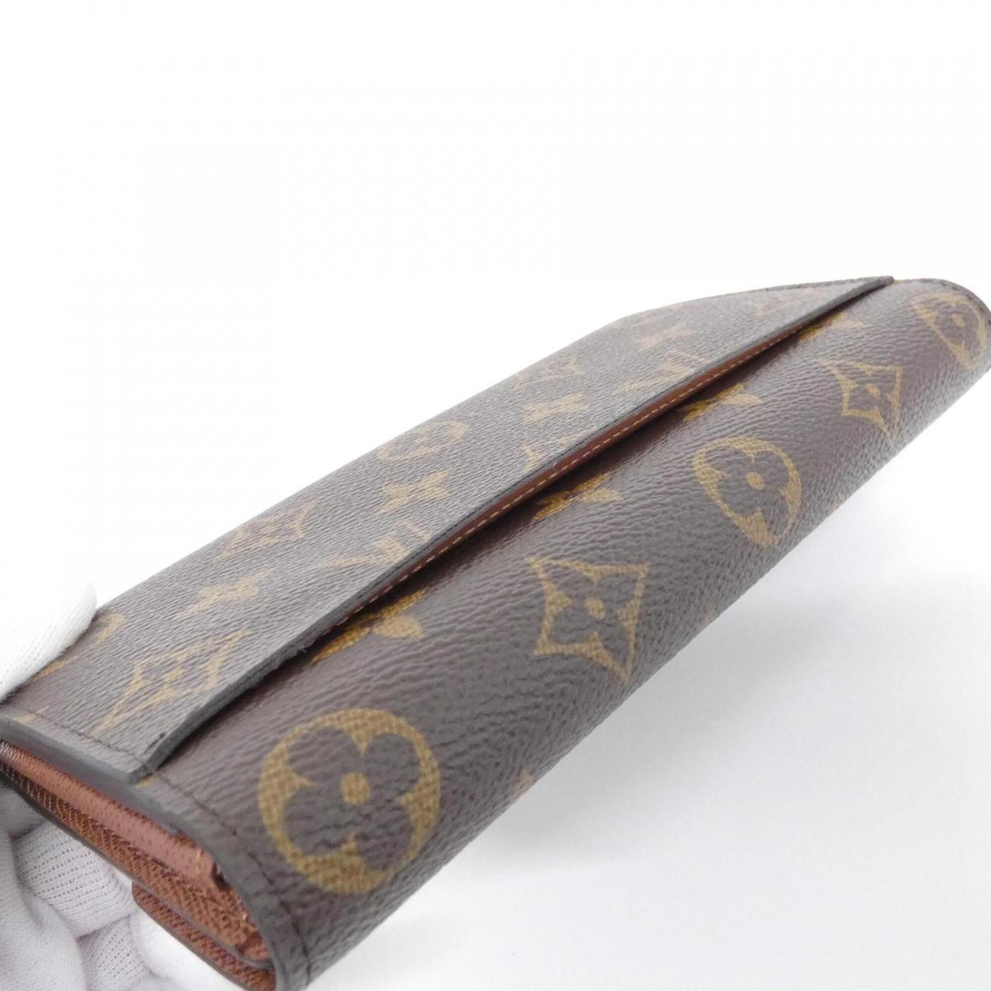 Louis Vuitton Marron Coated Canvas Long Wallet (Bi-Fold) (Pre-Owned)