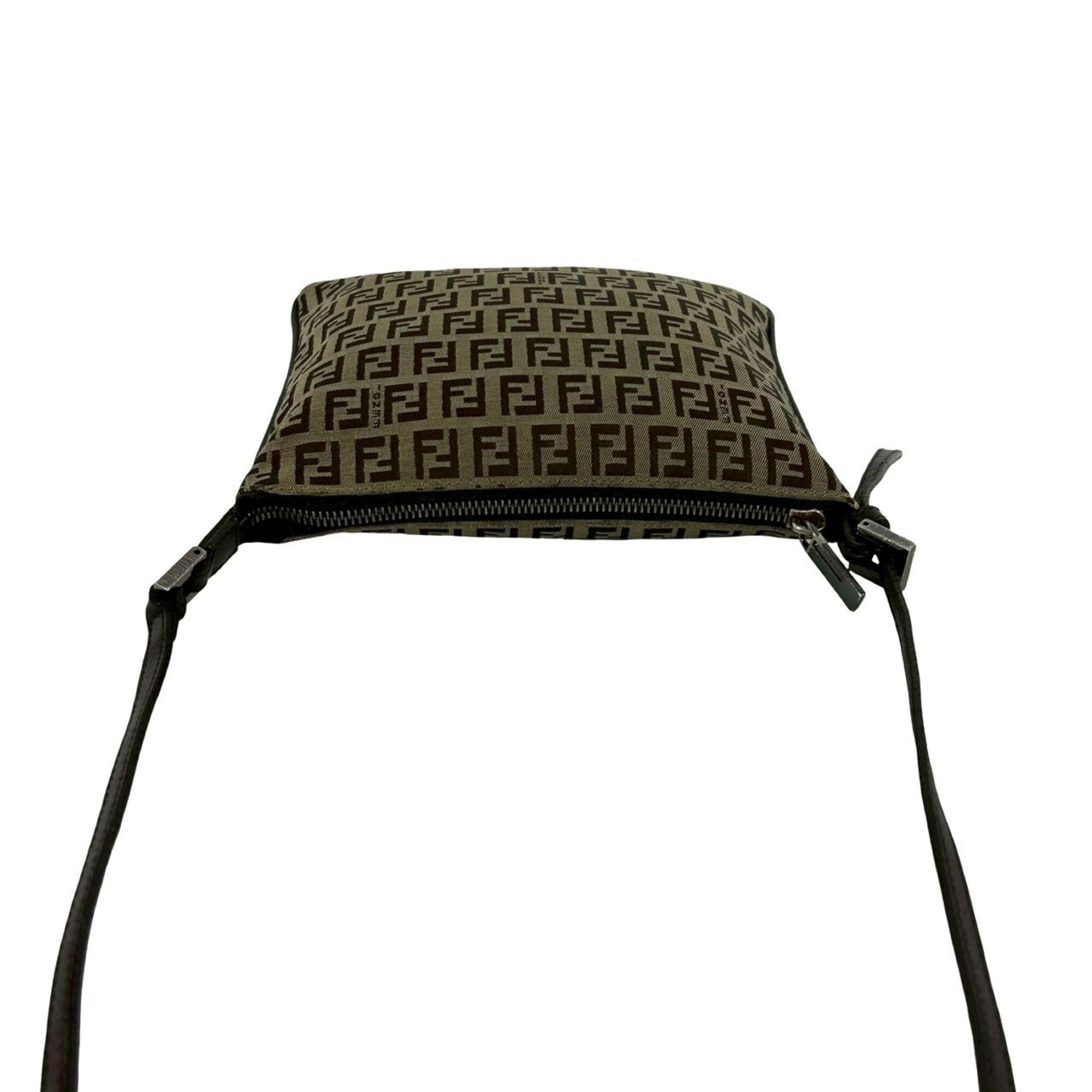 Fendi Brown Canvas Leather Pochette Shoulder Bag (Pre-Owned)