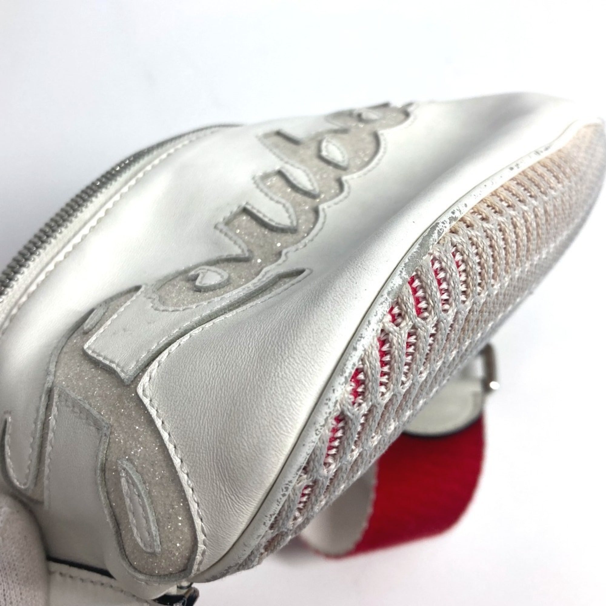 Christian Louboutin Red Color White Leather Shoulder Bag Sling Bag (Pre-Owned)