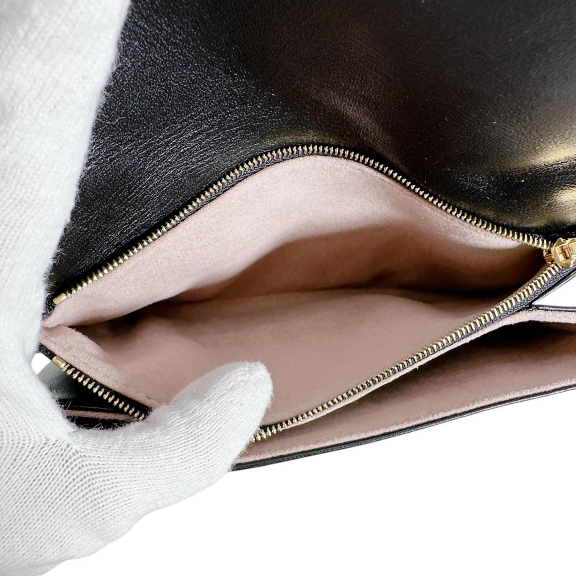 Louis Vuitton Black Leather Pochette Shoulder Bag (Pre-Owned)