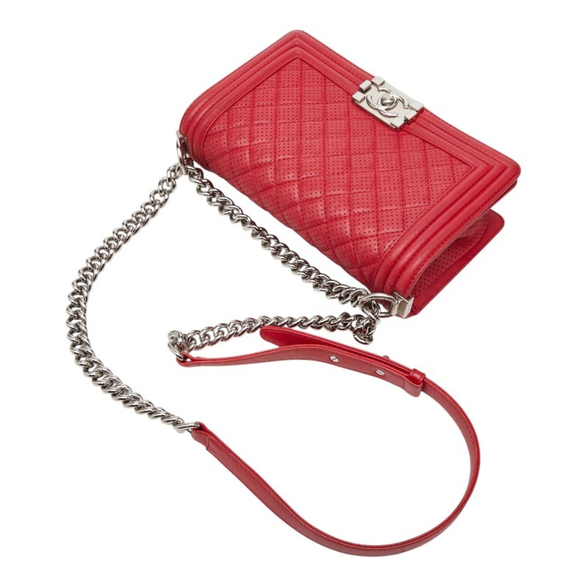 Chanel Matelasse Red Color Leather Shoulder Bag (Pre-Owned)