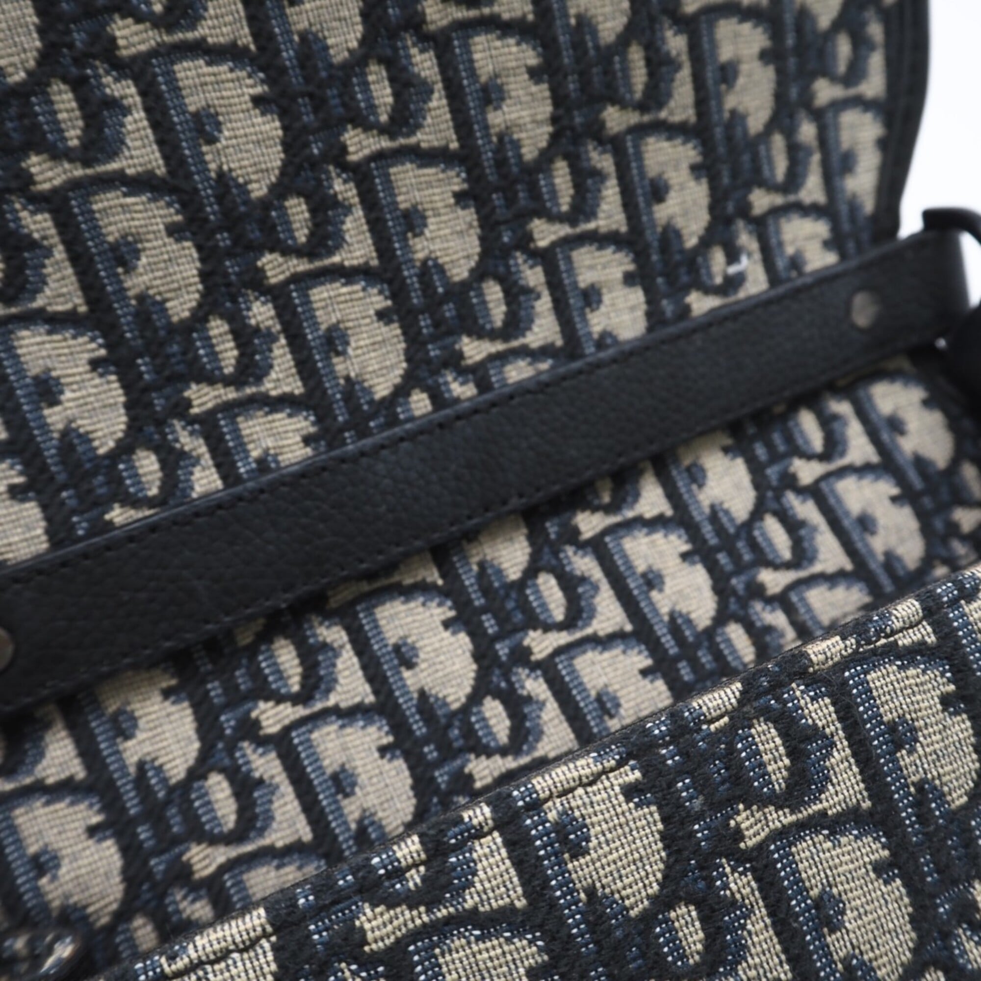 Christian Dior Gray Navy Cotton Canvas Shoulder Bag (Pre-Owned)