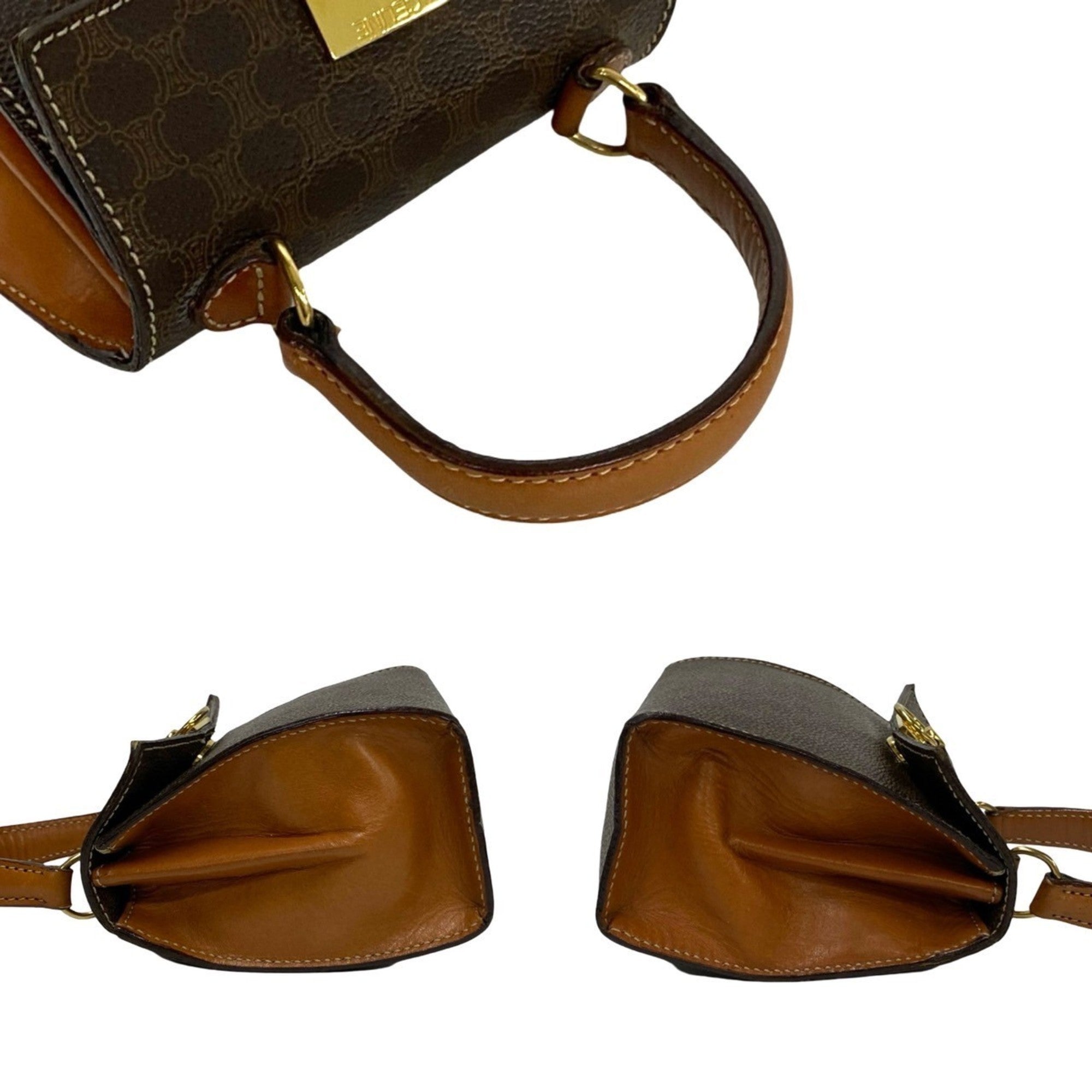 Celine Brown Leather Pvc Handbag Shoulder Bag (Pre-Owned)