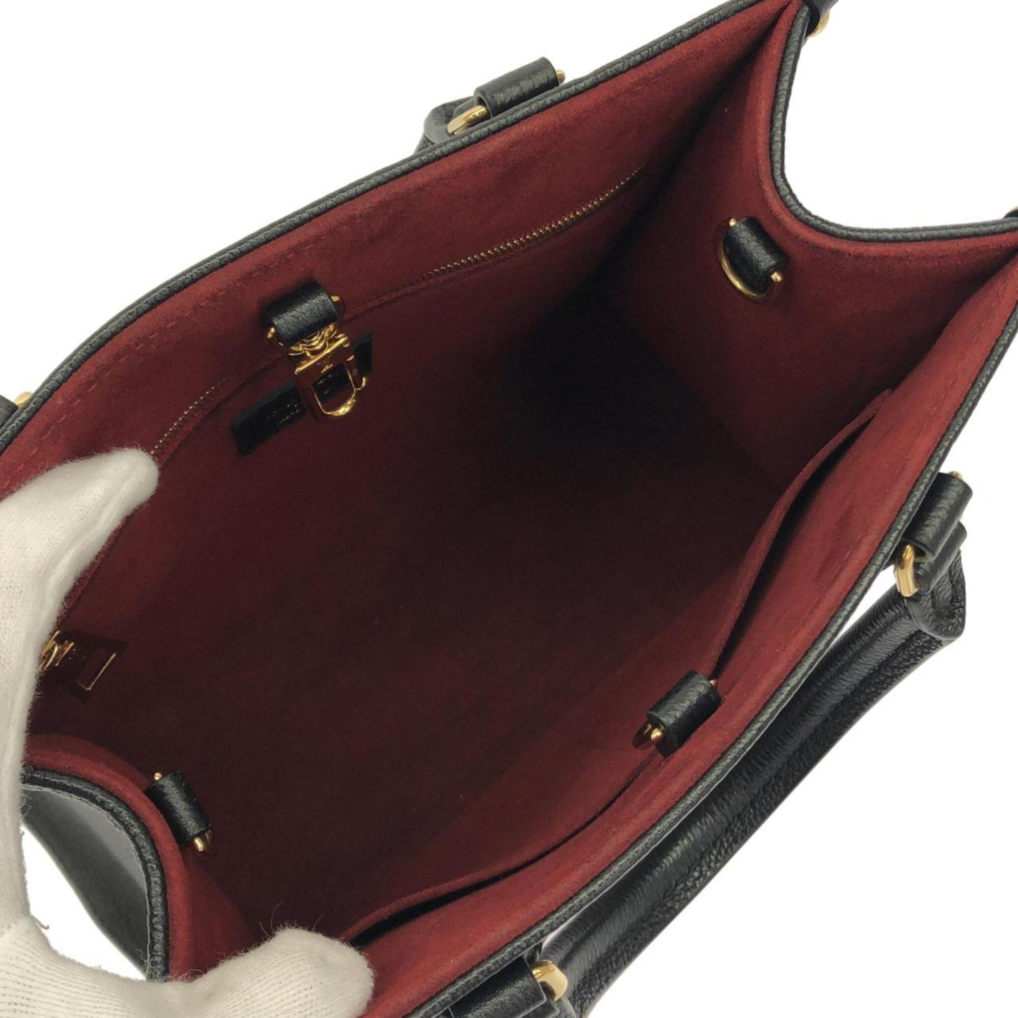 Louis Vuitton Beige Black Leather Handbag (Pre-Owned)