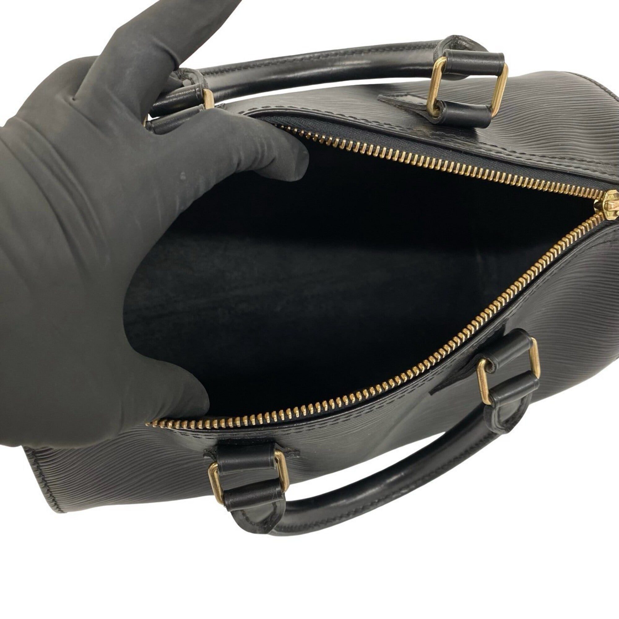 Louis Vuitton Black Leather Boston Bag Handbag (Pre-Owned)