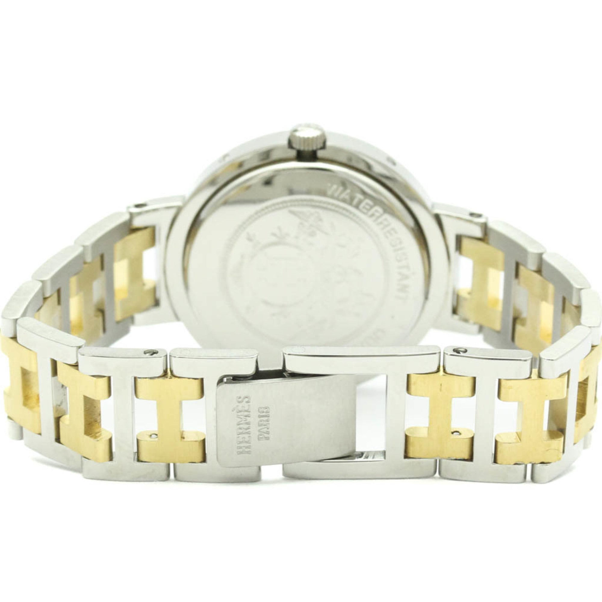 Hermes Clipper Quartz Watch Stainless Steel With Plated Metal Watch (Pre-Owned)