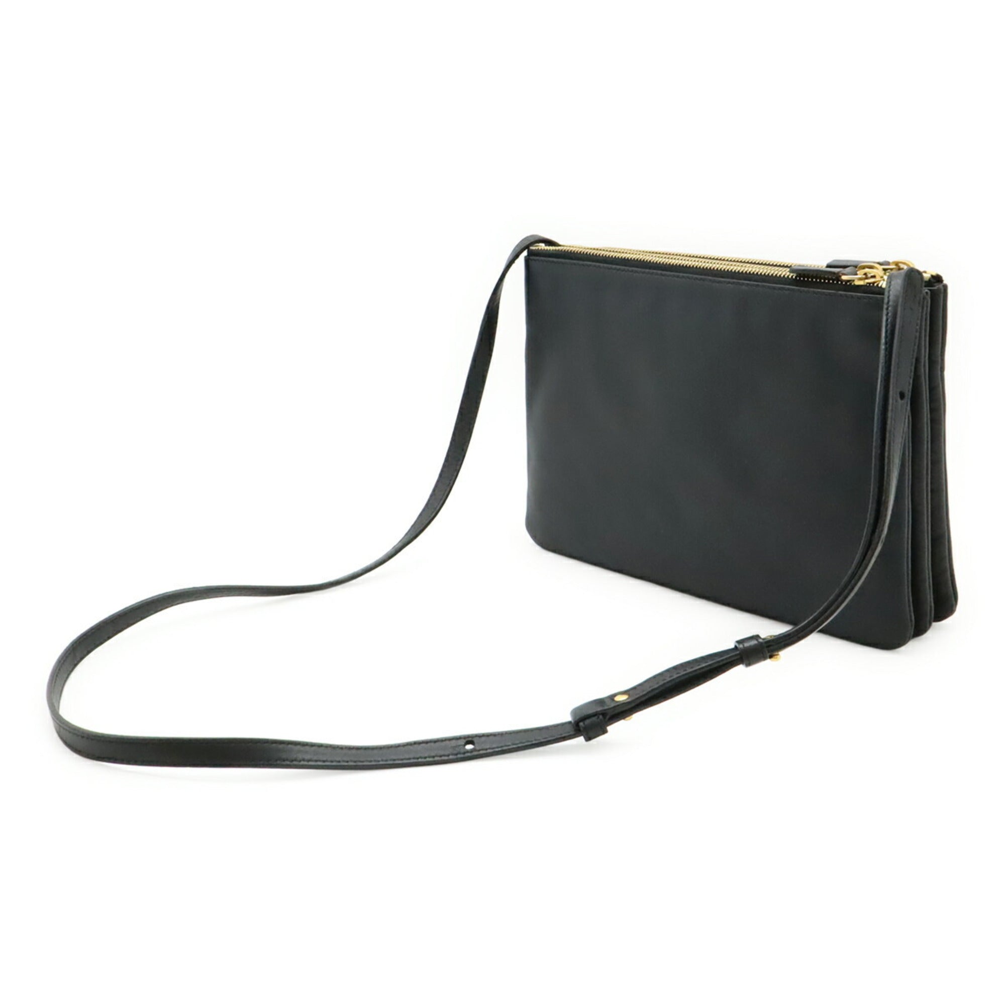 Celine Black Leather Handbag Pochette Pouch Shoulder Bag (Pre-Owned)