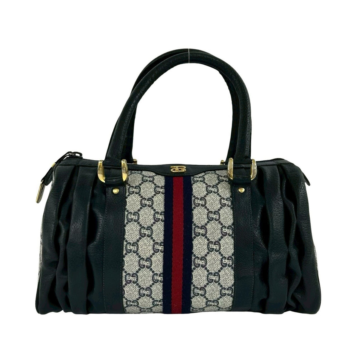 Gucci Navy Red Color Pvc Leather Handbag (Pre-Owned)
