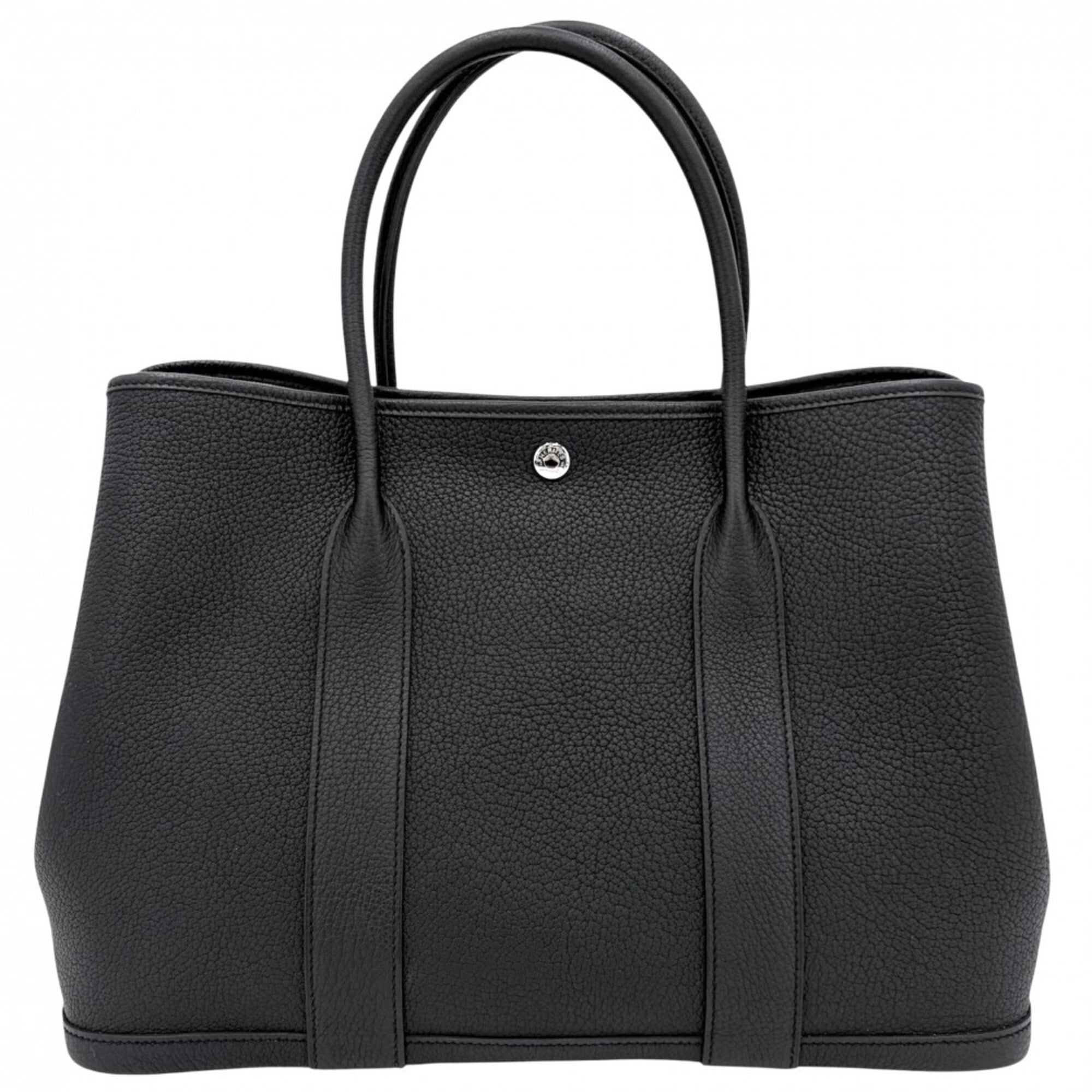 Hermes Black Leather Handbag Tote Bag (Pre-Owned)