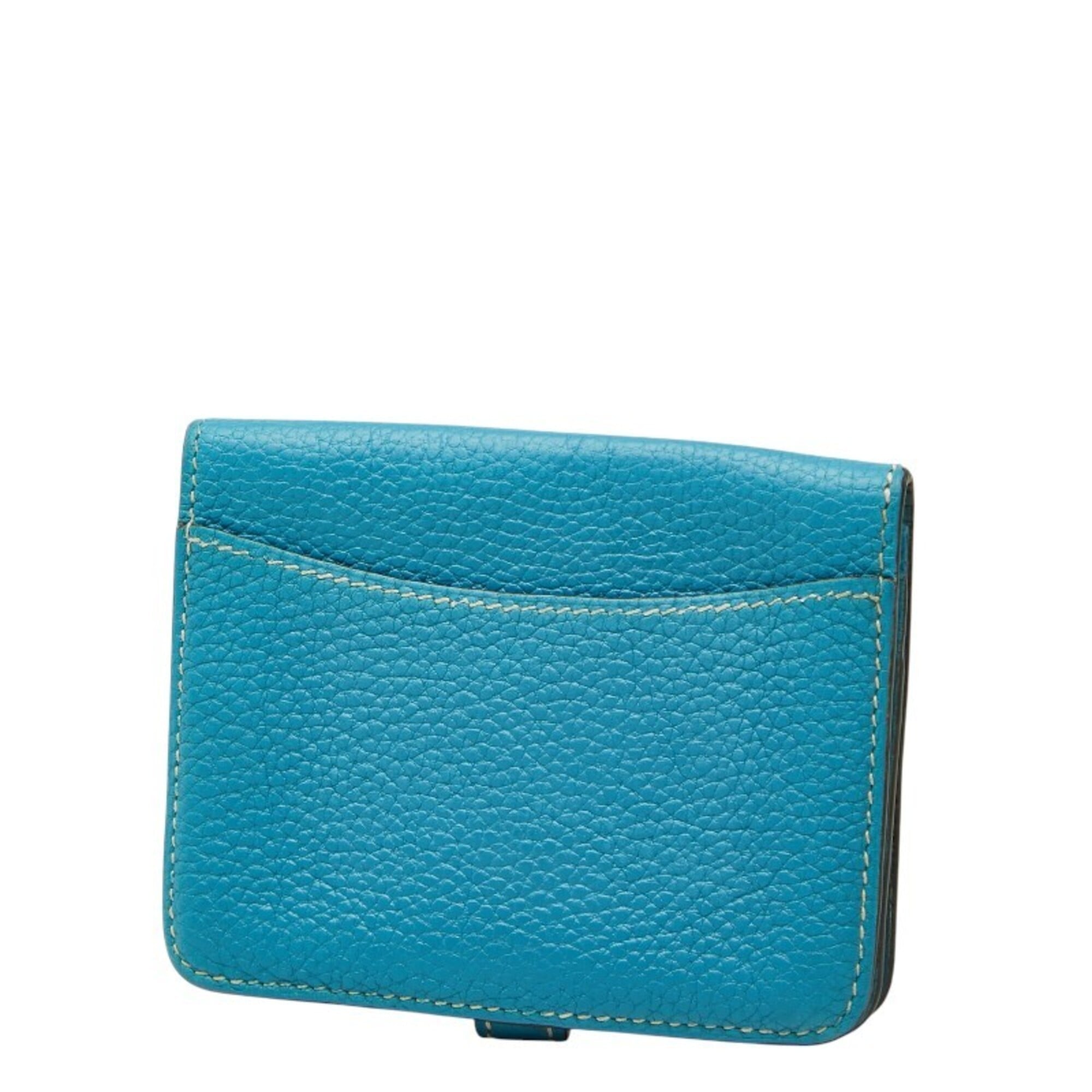 Hermes Blue Togo Leather Coin Purse/Coin Case (Pre-Owned)