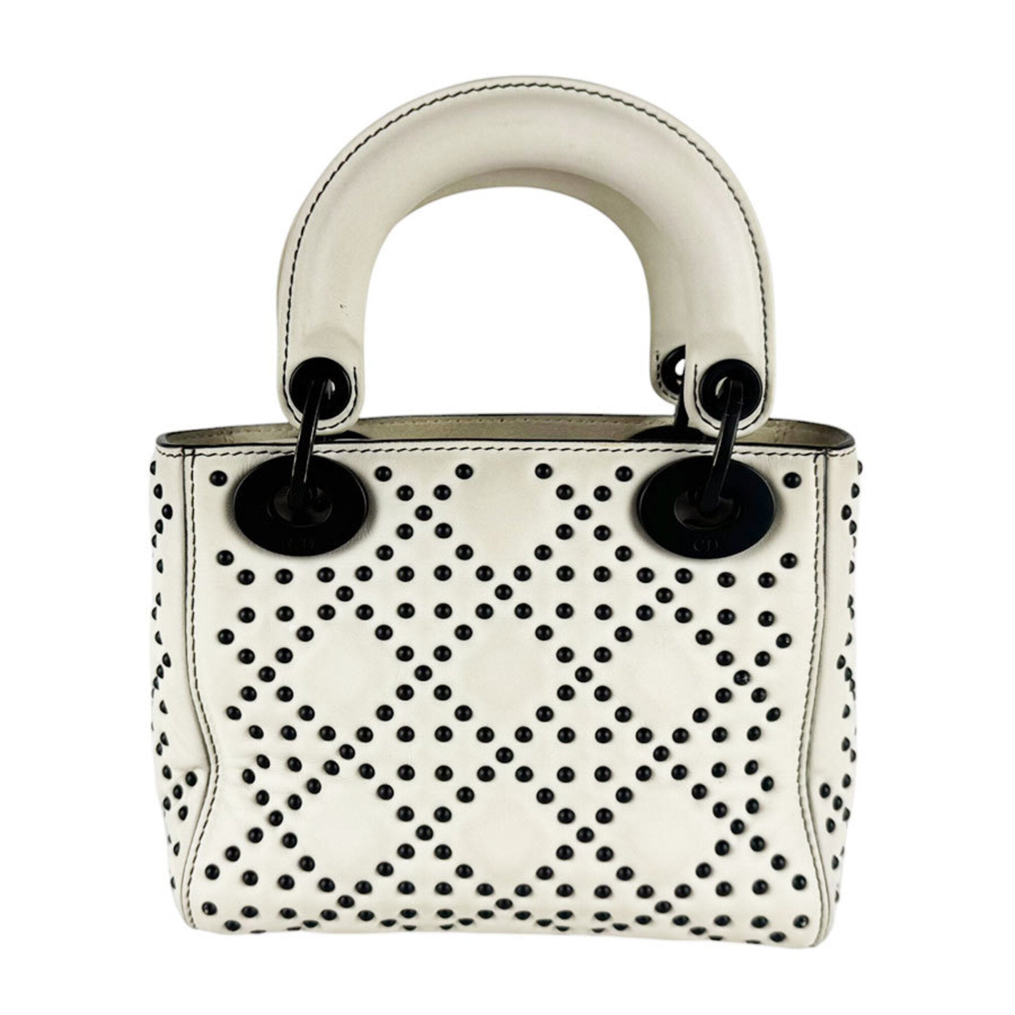 Christian Dior Black Ivory Leather Handbag Shoulder Bag (Pre-Owned)