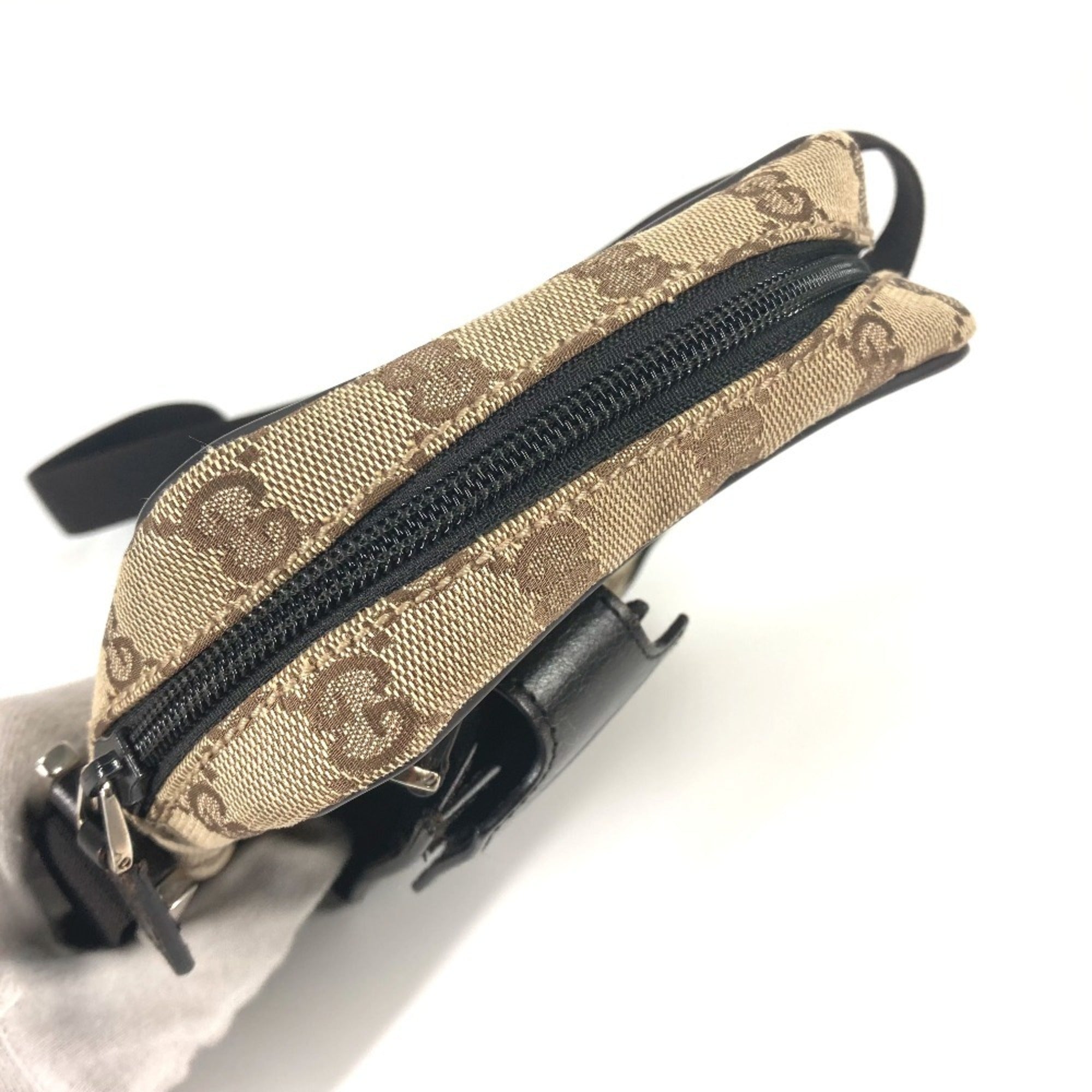 Gucci Beige Brown Canvas Leather Pochette Pouch Shoulder Bag (Pre-Owned)