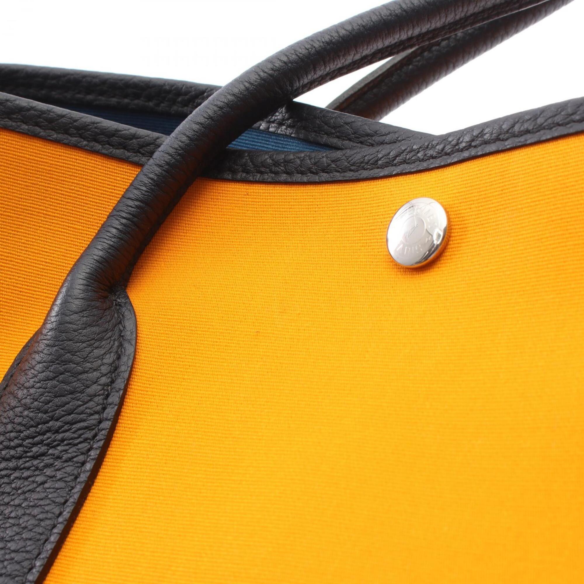 Hermes Blue Indigo Navy Orange Canvas Handbag Tote Bag (Pre-Owned)