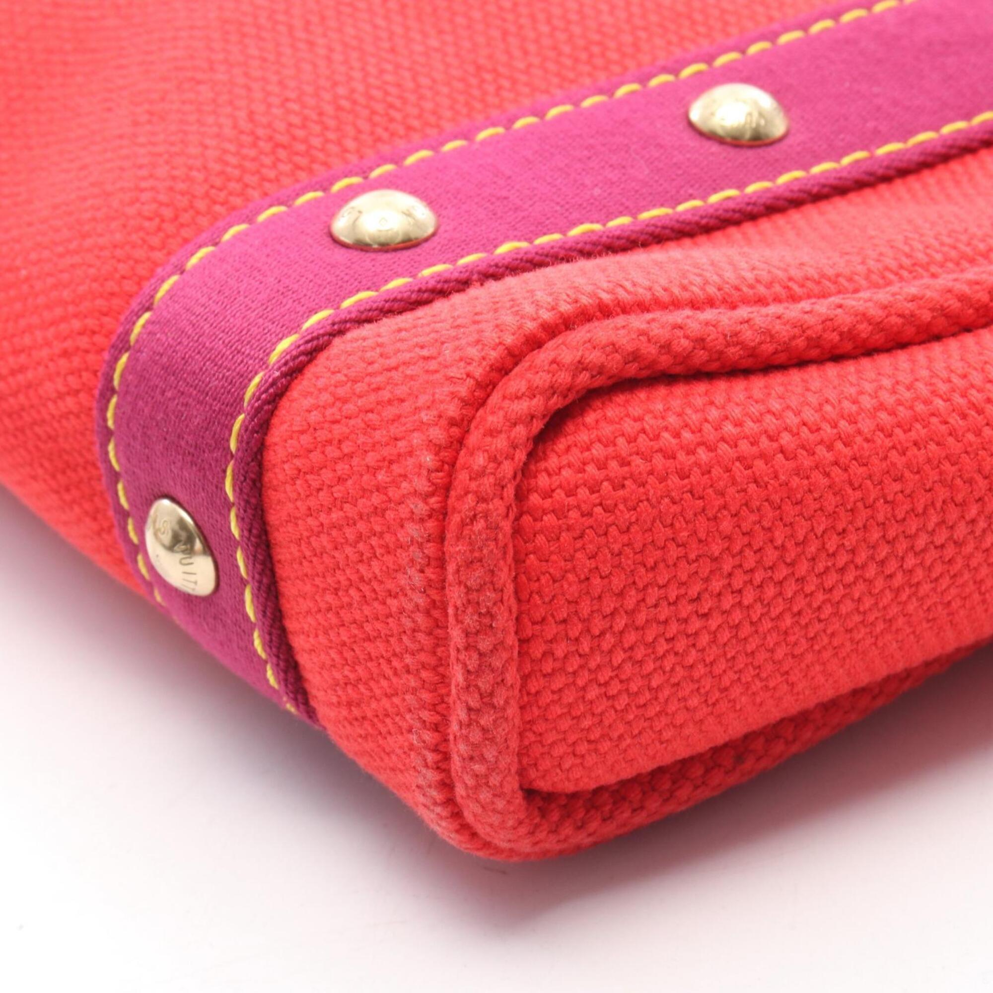 Louis Vuitton Purple Red Color Canvas Leather Handbag Tote Bag (Pre-Owned)