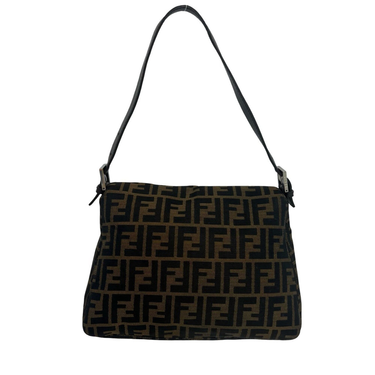 Fendi Black Brown Canvas Leather Shoulder Bag (Pre-Owned)
