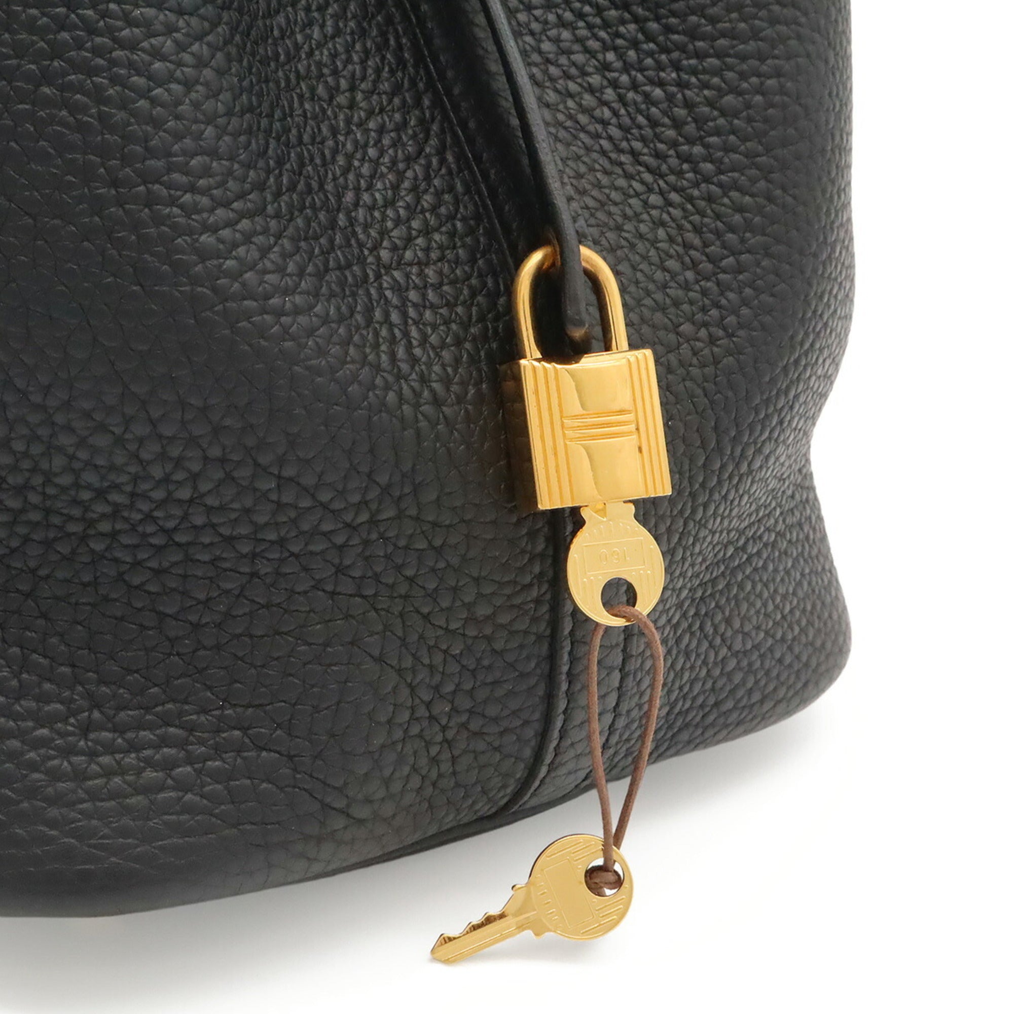 Hermes Black Taurillon Clemence Leather Handbag Tote Bag (Pre-Owned)