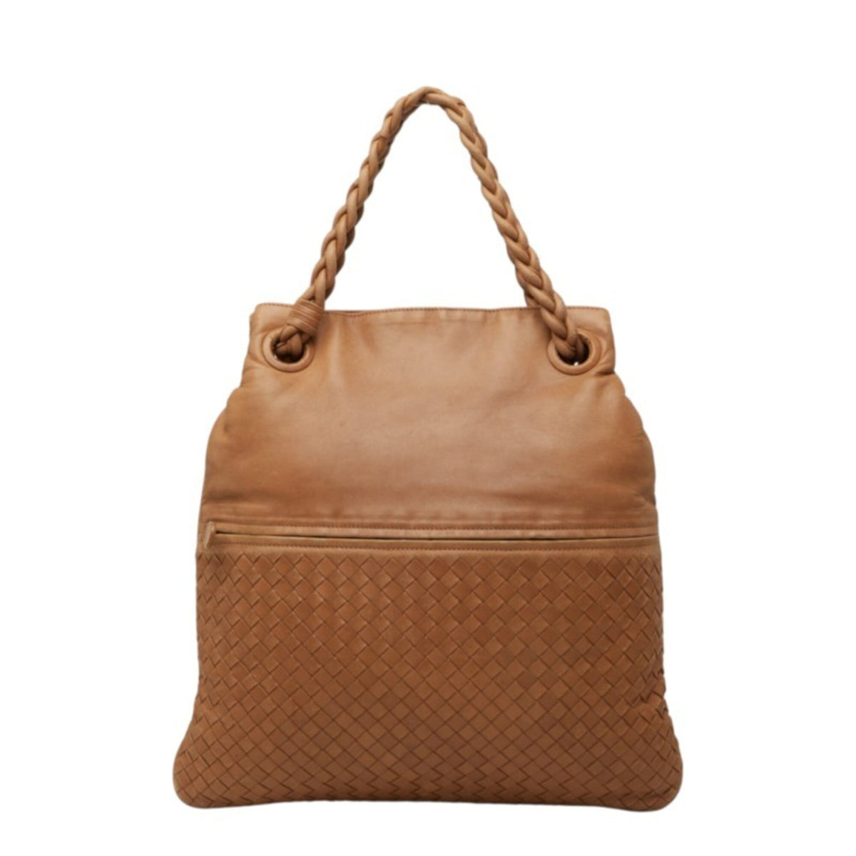 Bottega Veneta Intrecciato Brown Leather Handbag Tote Bag (Pre-Owned)