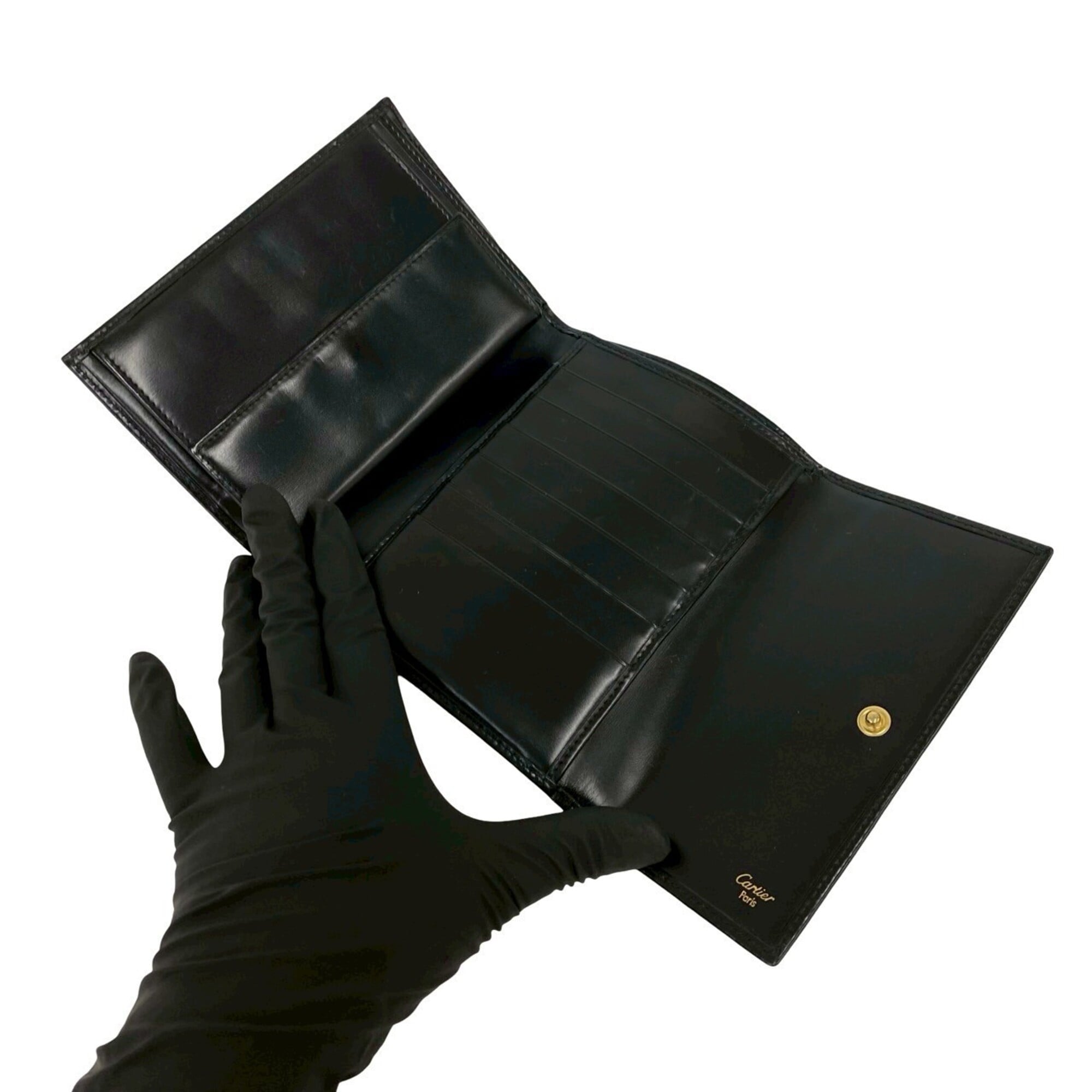 Cartier Black Leather Wallet (Tri-Fold) (Pre-Owned)