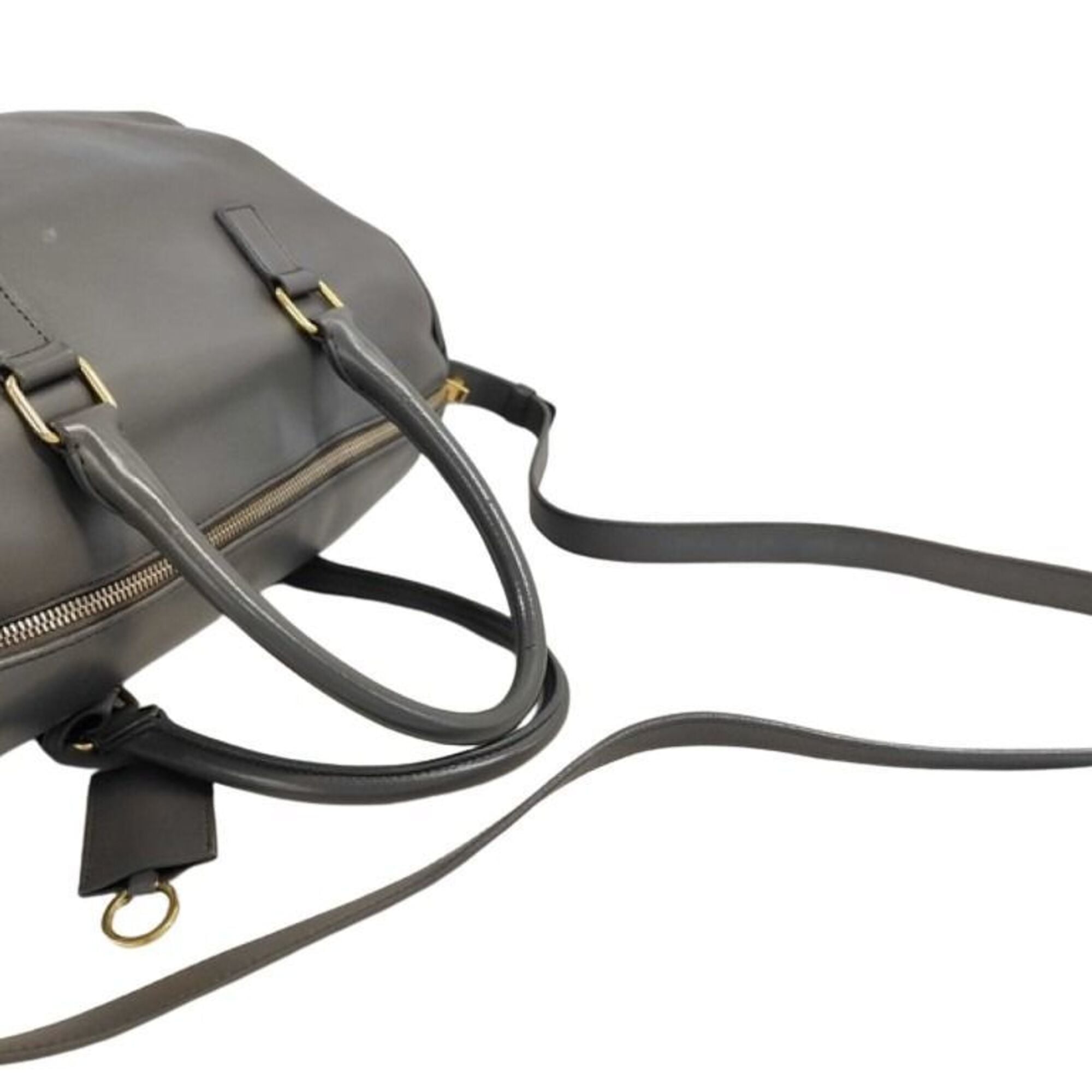 Yves Saint Laurent Gray Leather Boston Bag Handbag Shoulder Bag (Pre-Owned)