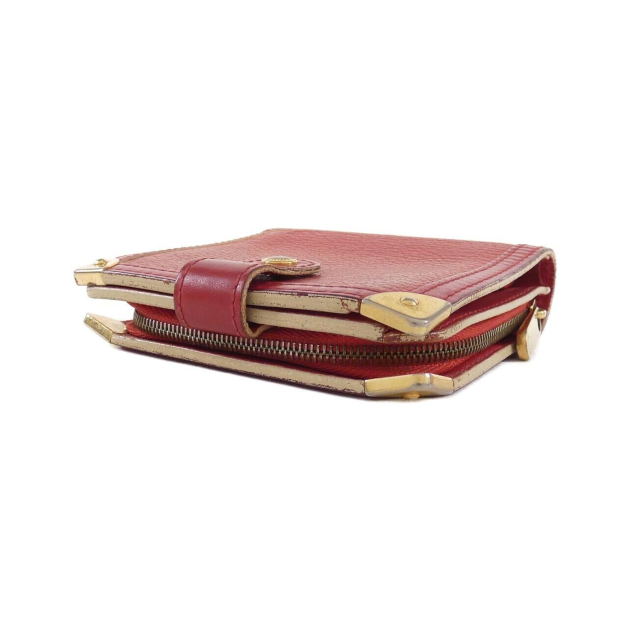 Louis Vuitton Red Color Leather Wallet (Bi-Fold) (Pre-Owned)