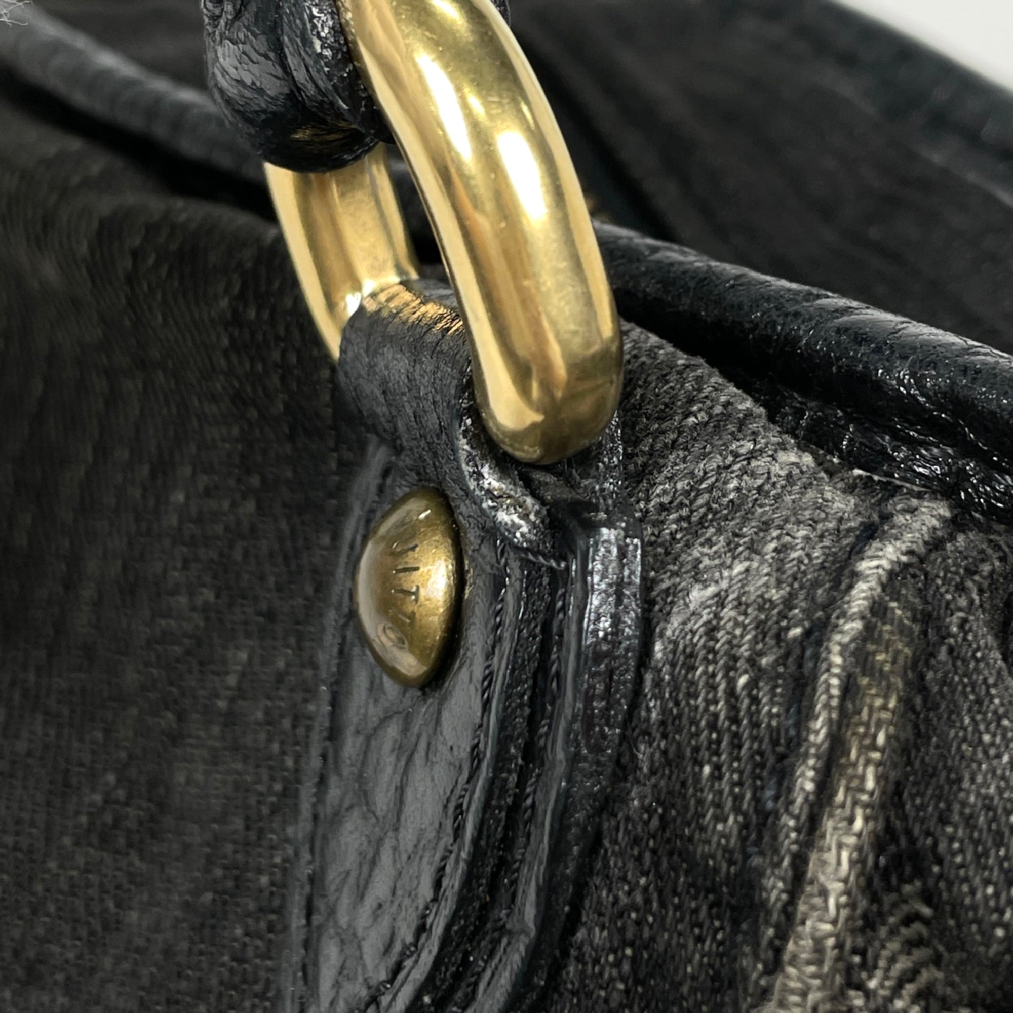 Louis Vuitton Black Noir Monogram Denim Handbag (Pre-Owned)