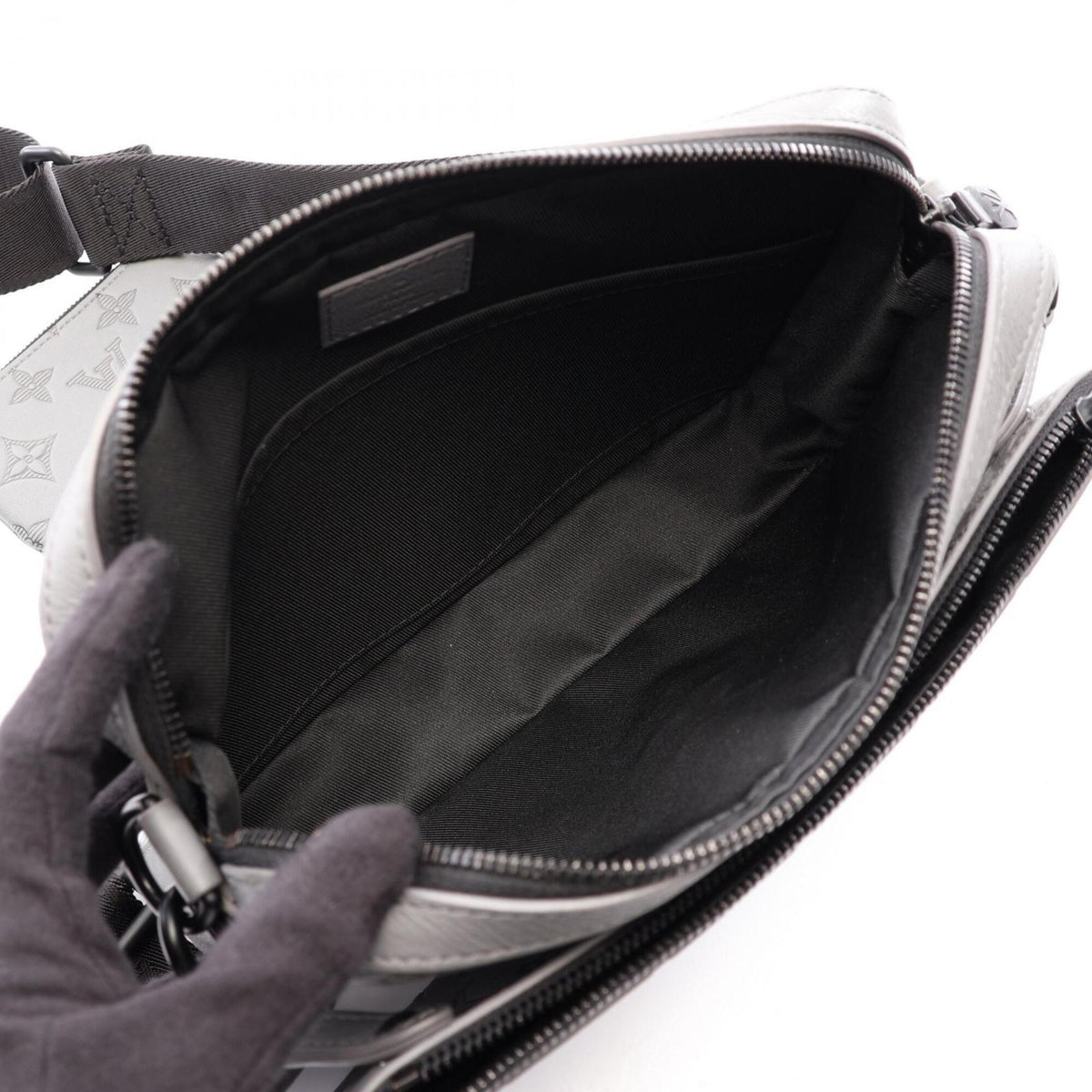 Louis Vuitton Monogram Shadow Gray Leather Shoulder Bag (Pre-Owned)